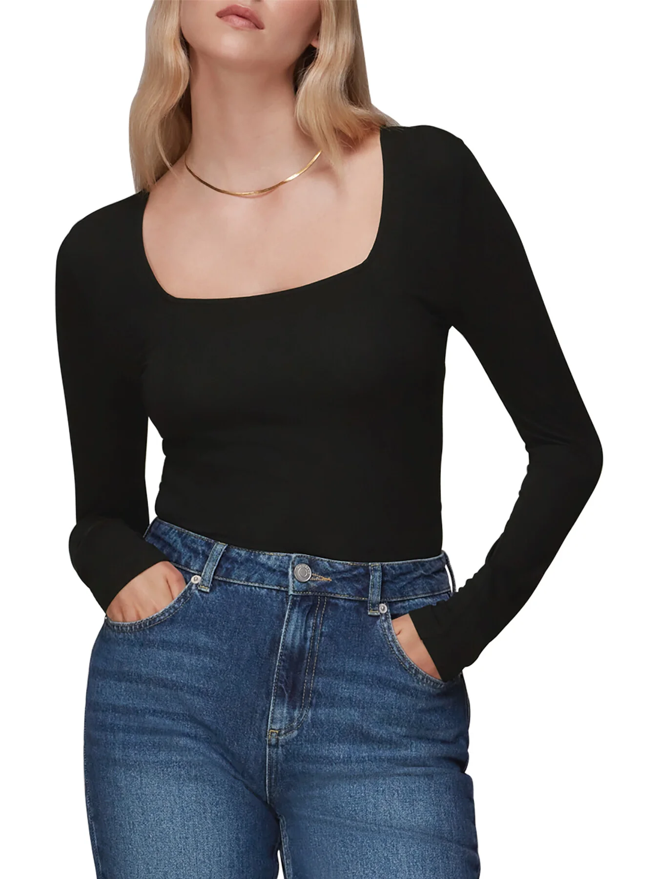 Square Neck Long Sleeve Top - Image 2