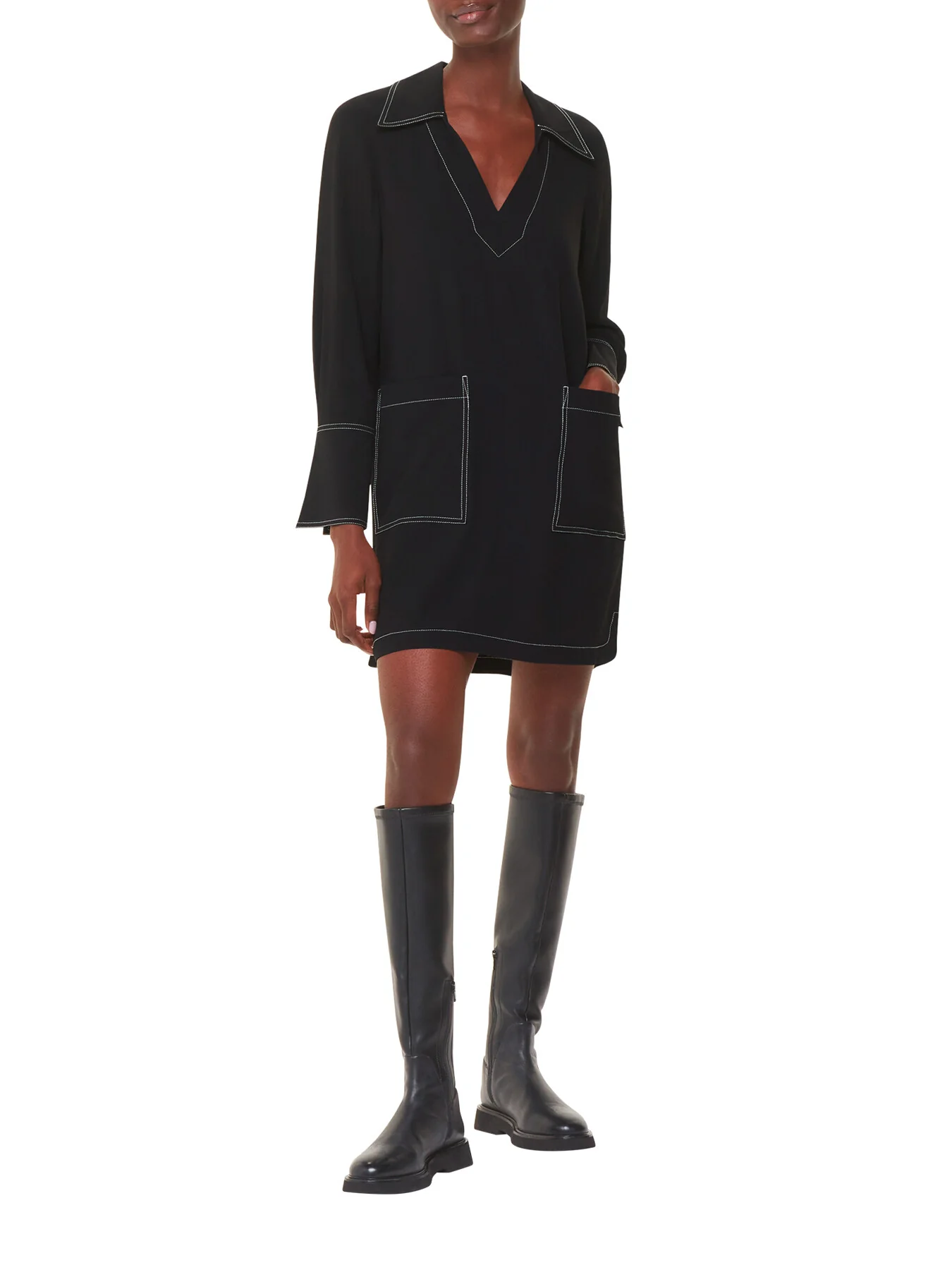 Topstitch Detail Shirt Dress - Image 2