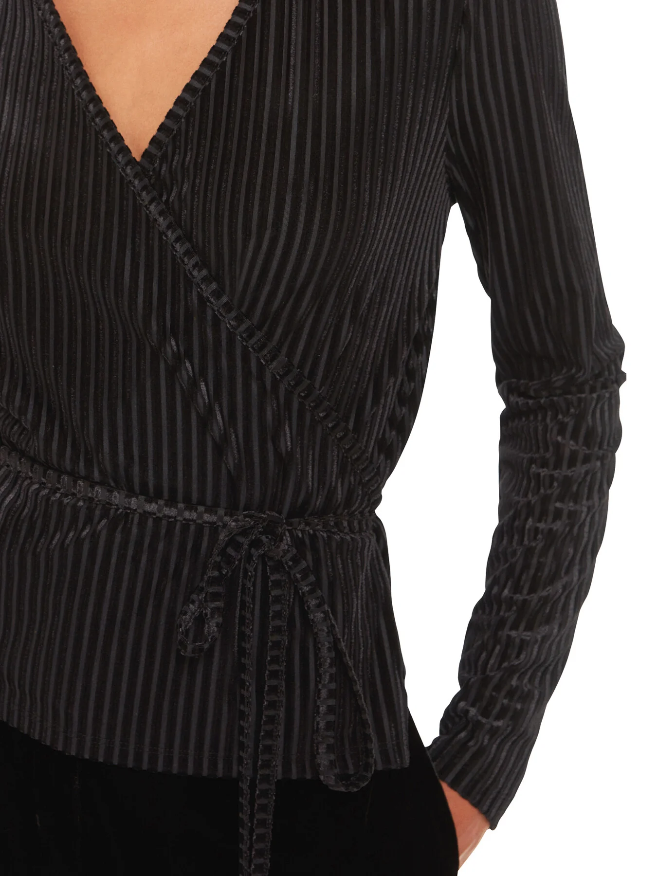Velvet Stripe Wrap Cardigan - Image 4