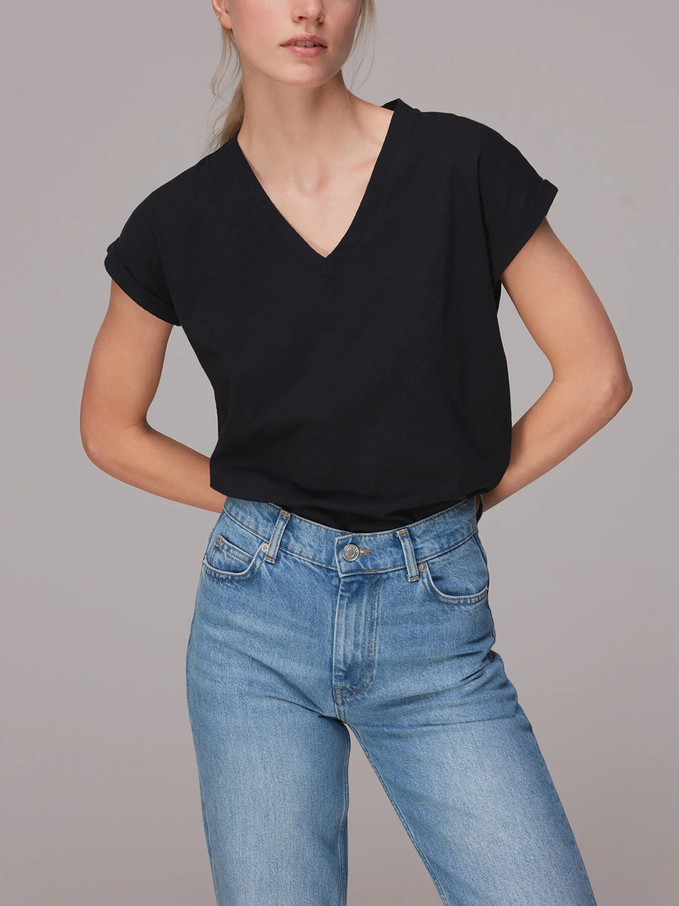 Willa V Neck Cap Sleeve Tee - Image 4