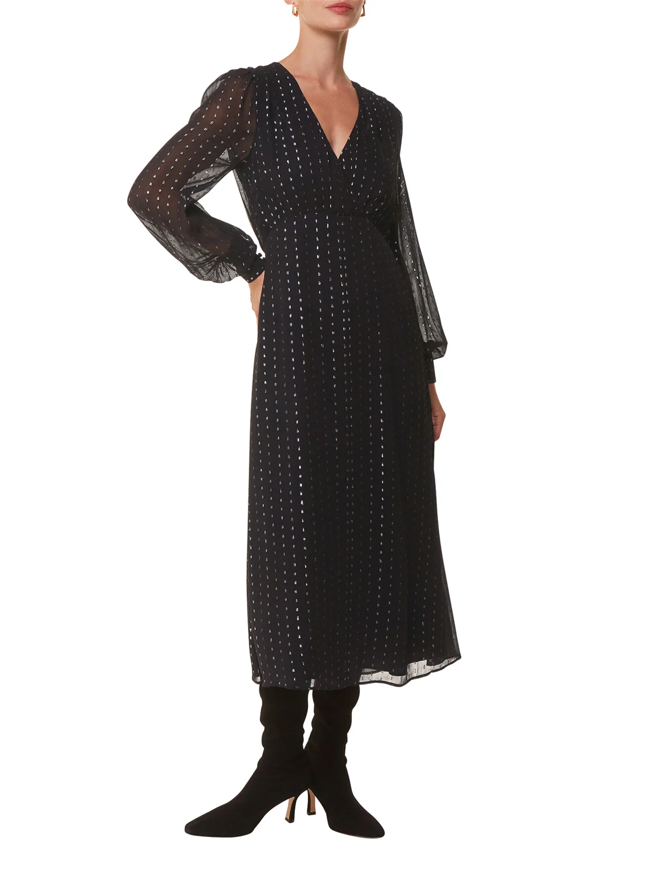Metallic Stripe Midi Dress - Image 2