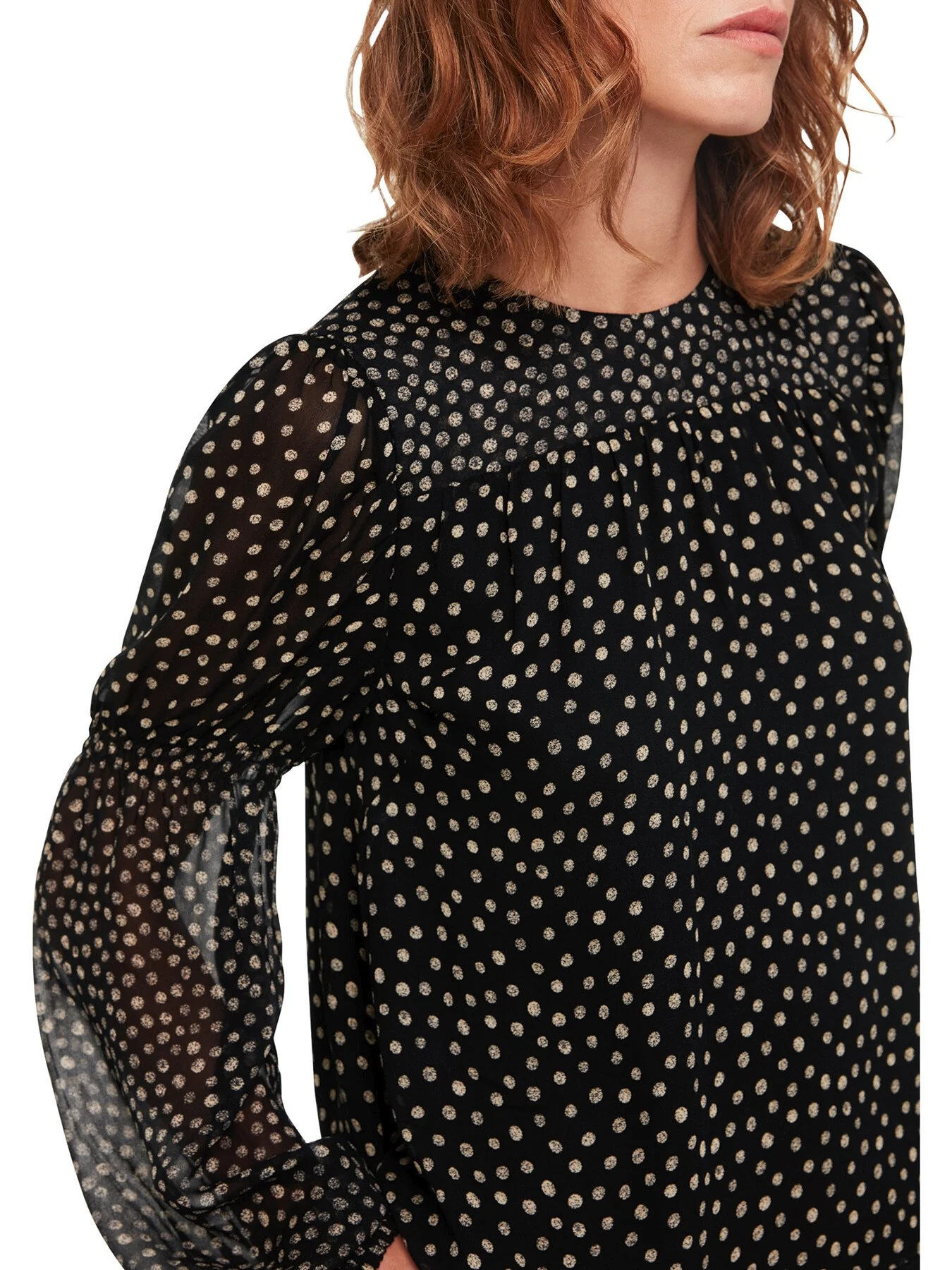 Speckled Polka Dot Shirred Top - Image 4