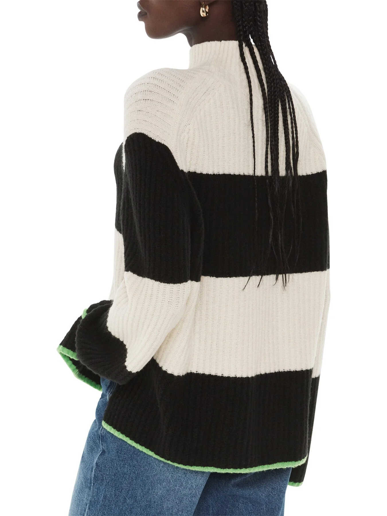 Block Stripe Rib Funnel Neck - Image 3