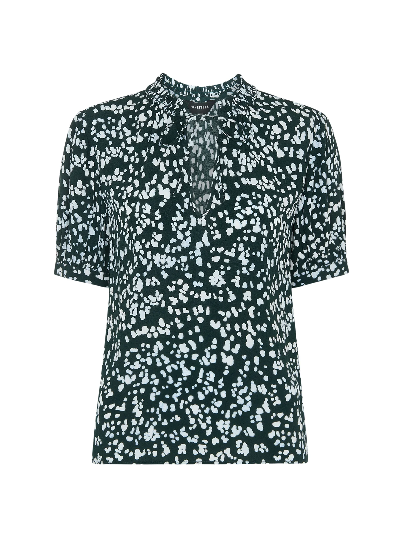 Animal Tie Neck Blouse Blue