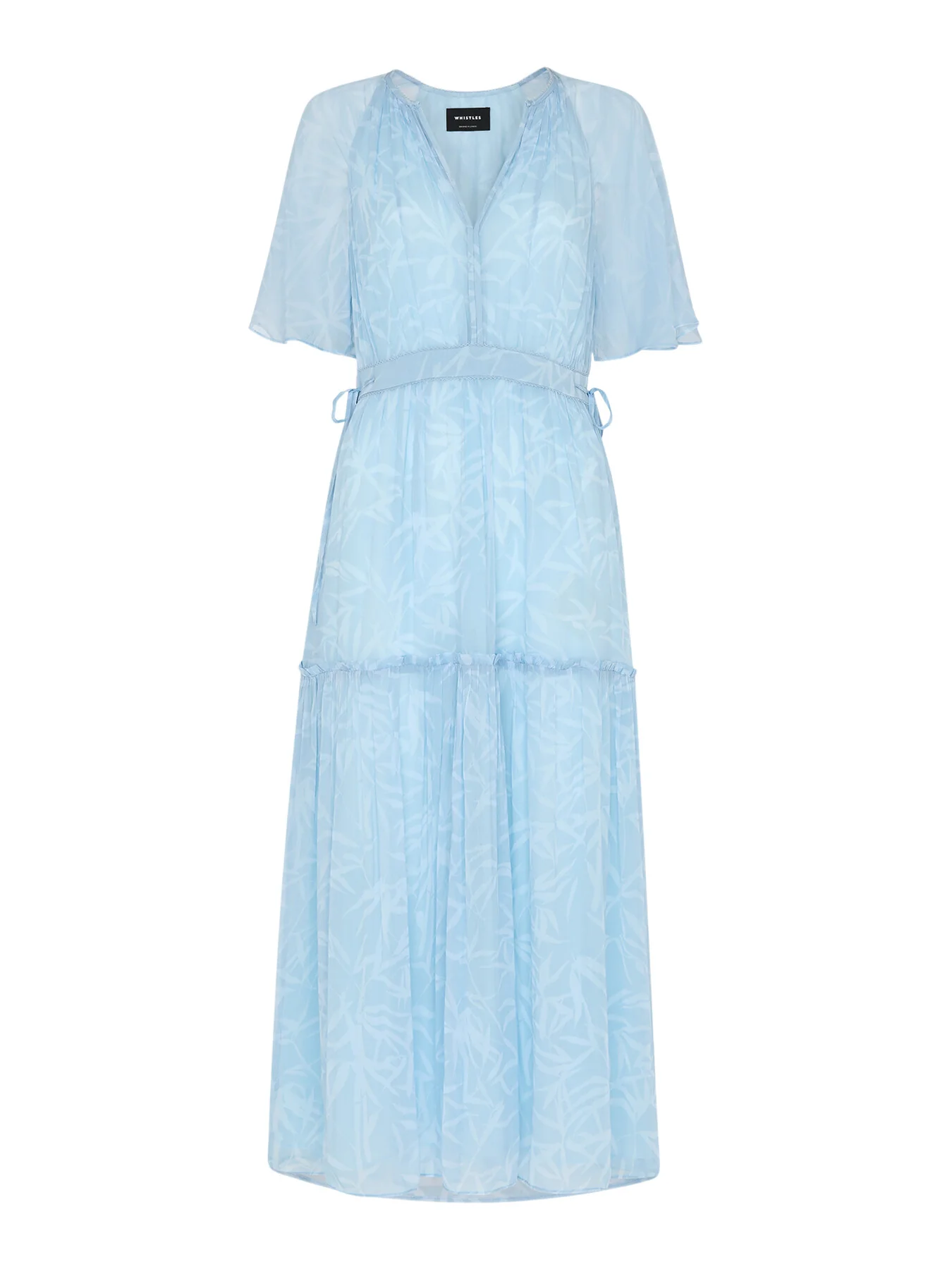 Blue/Multi Bamboo Leaves Gathered Dress