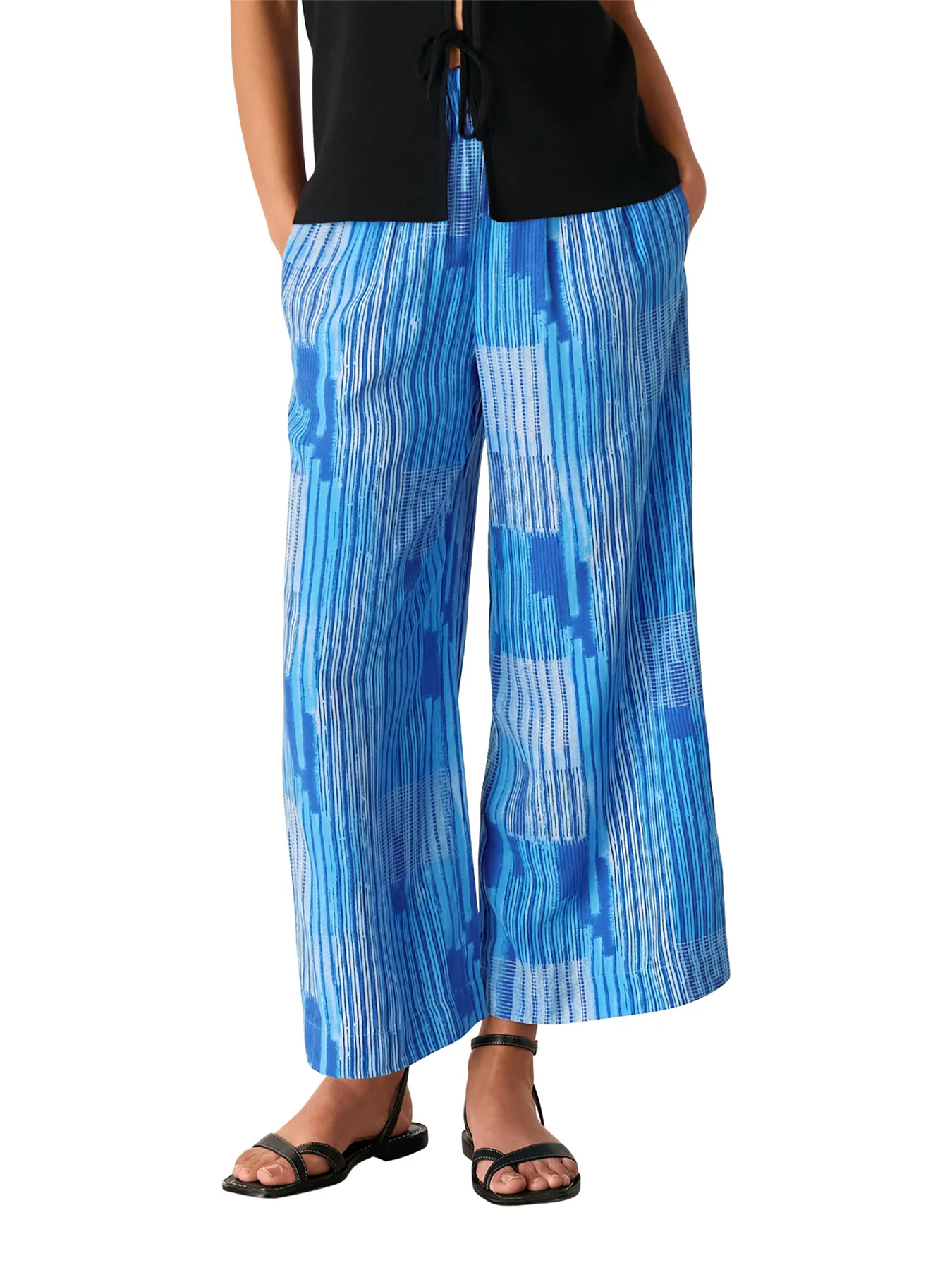 Blue/Multi Stripe Print Cropped Trouser - Image 2