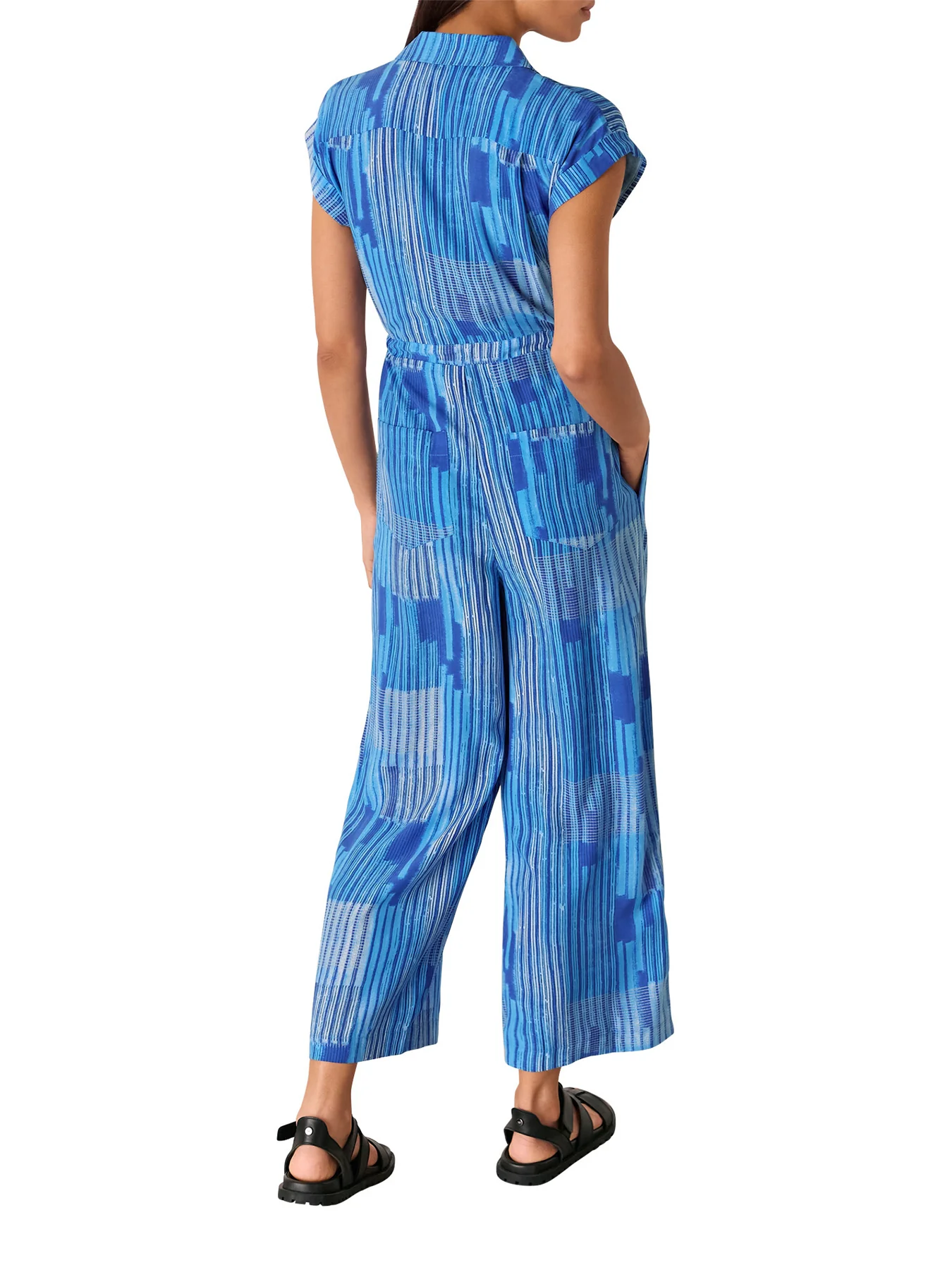 Blue/Multi Stripe Print Zip Jumpsuit - Image 3