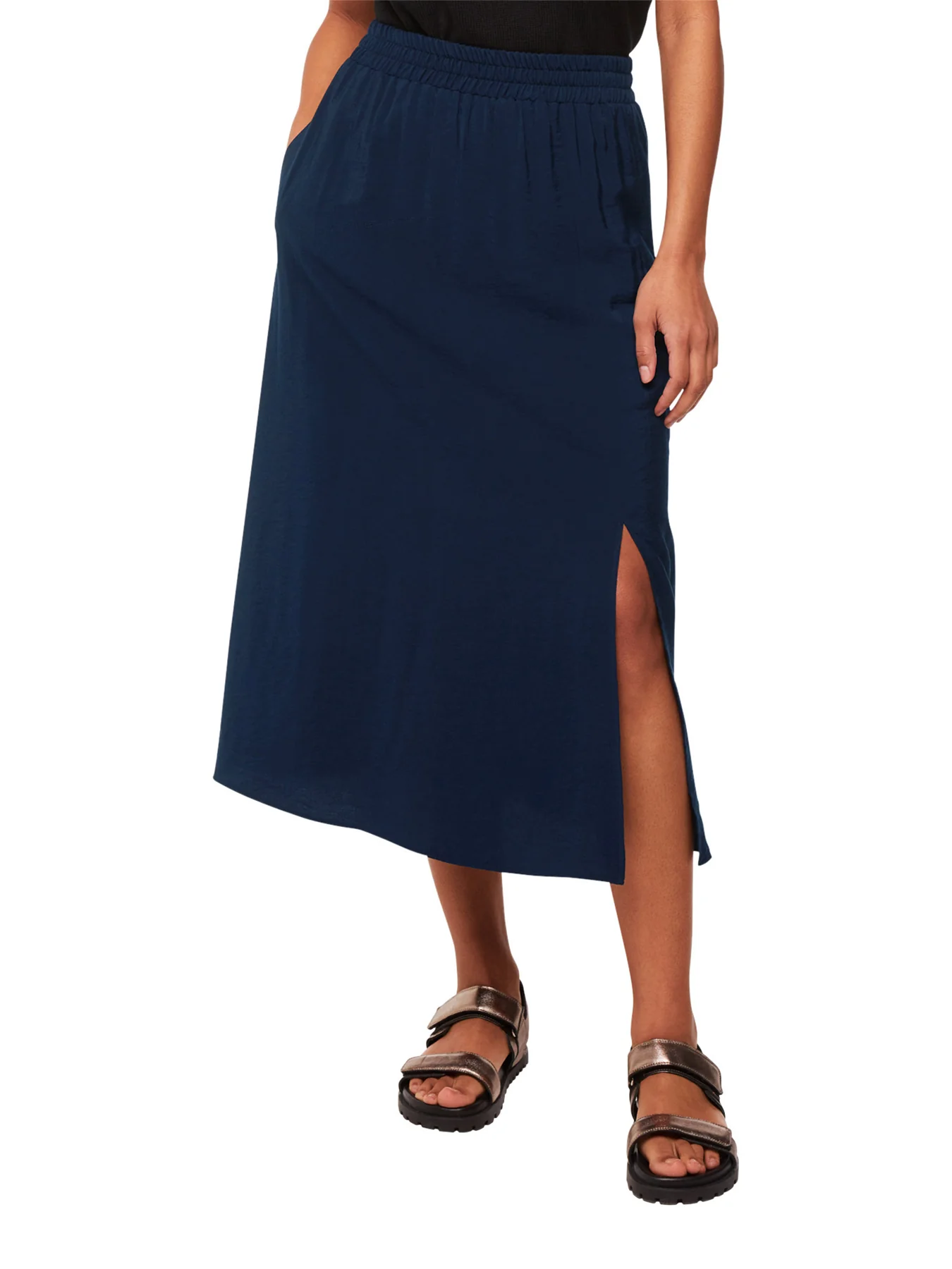 Navy Eva Elasticated Waist Skirt - Image 2