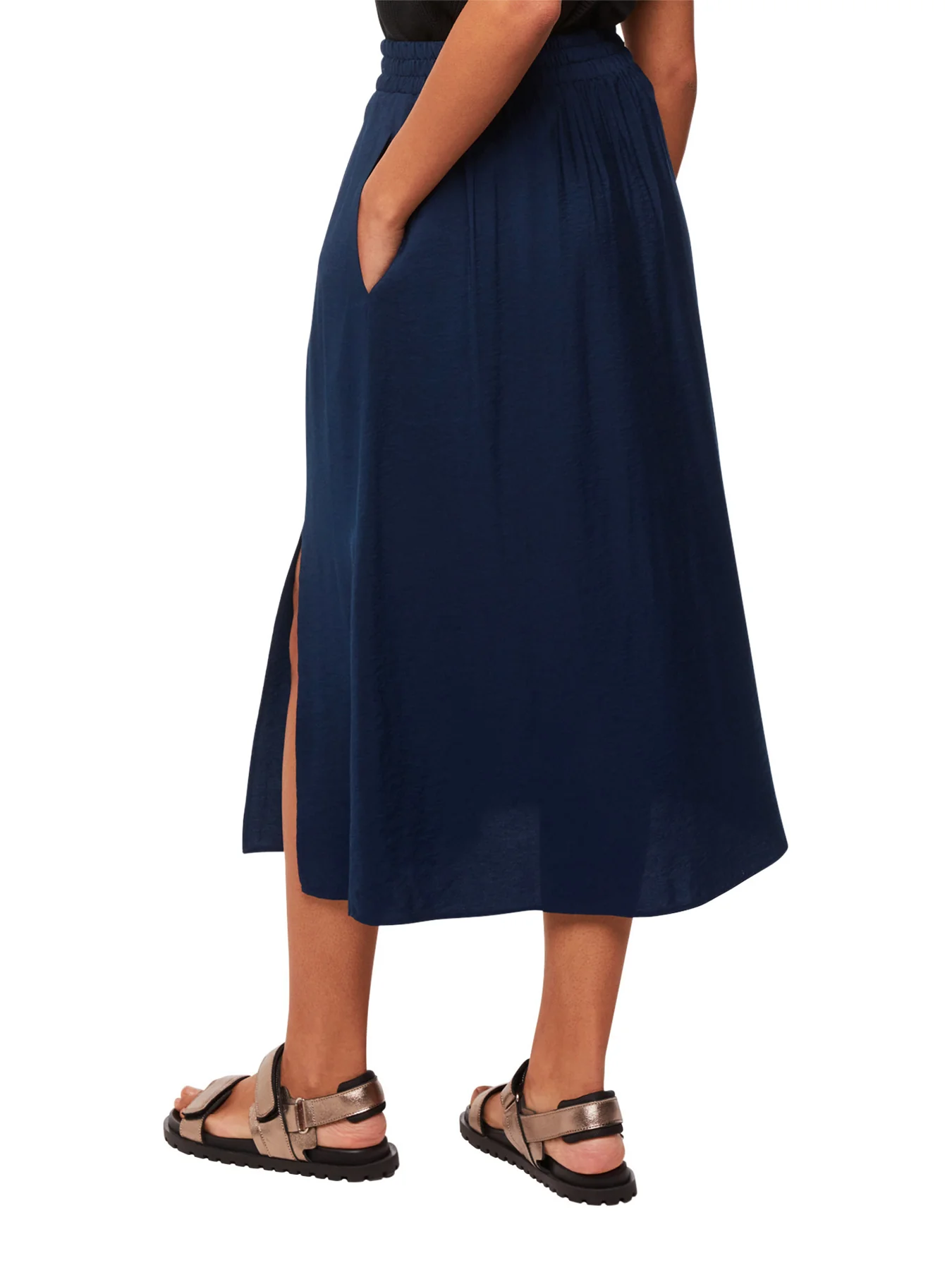 Navy Eva Elasticated Waist Skirt - Image 3