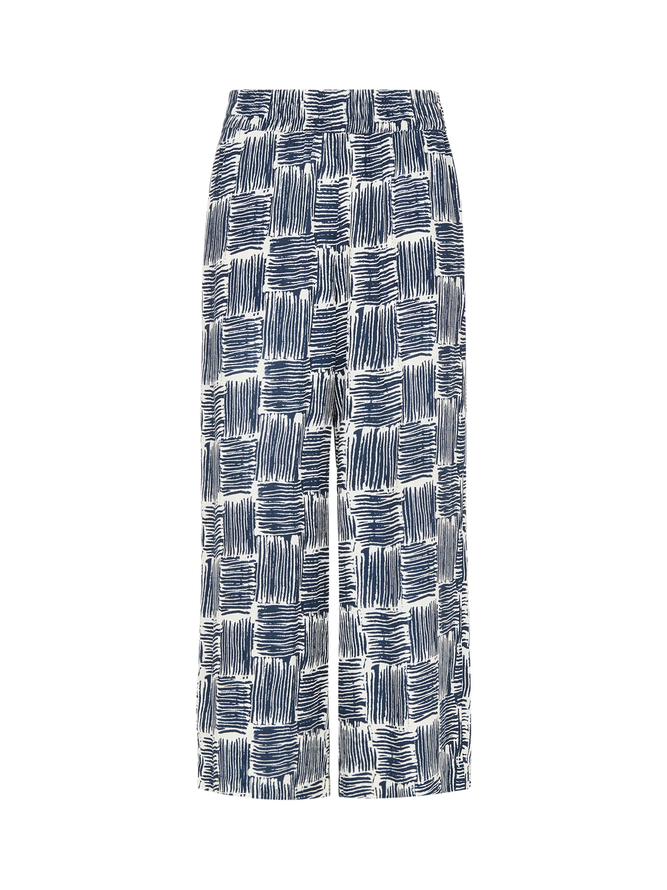 Navy/Multi Hatch Squares Cropped Trouser