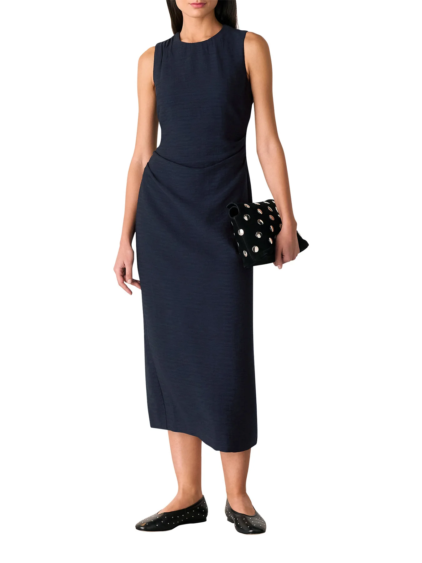 Navy Nora Textured Midi Dress - Image 2