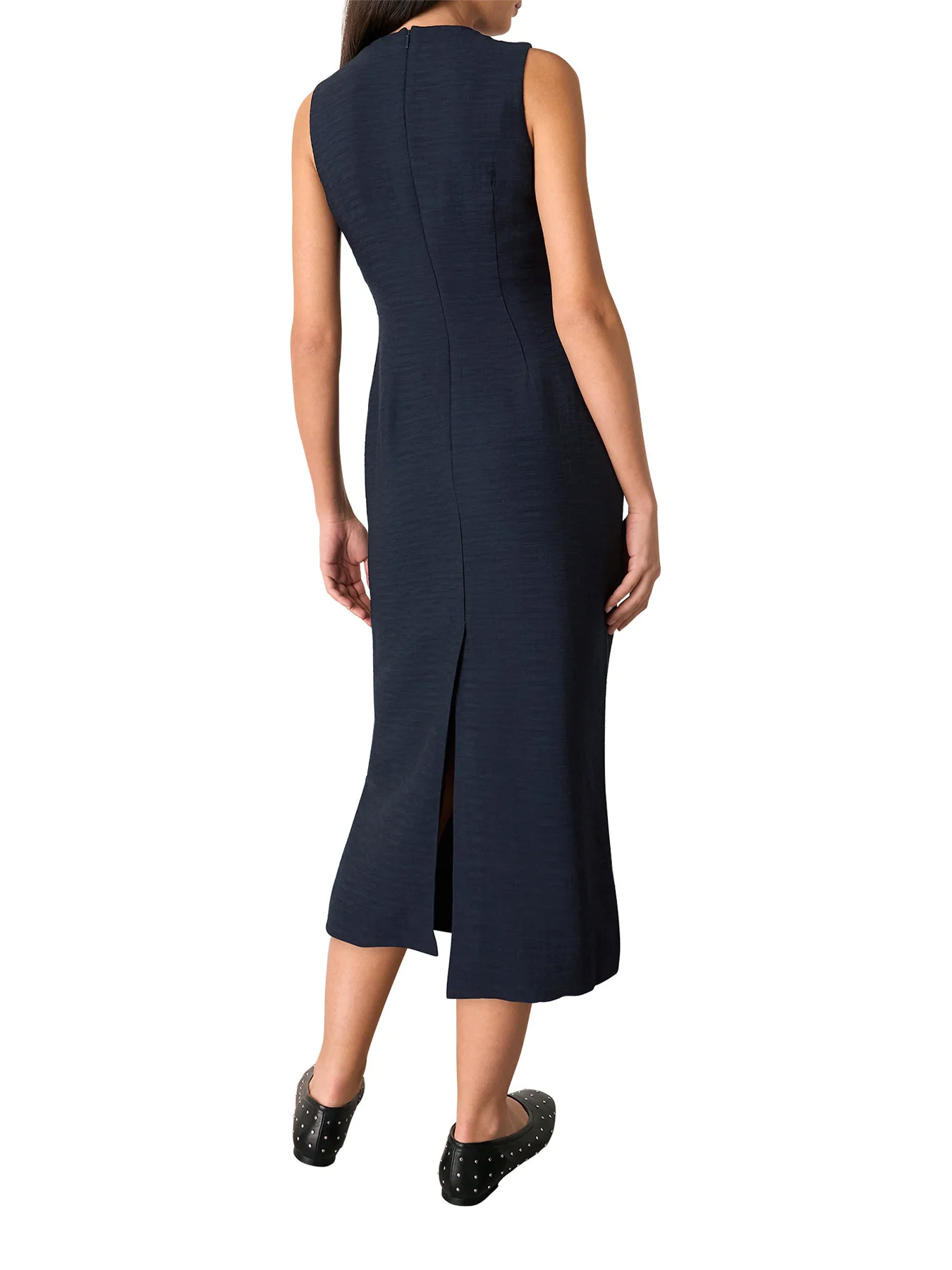 Navy Nora Textured Midi Dress - Image 3