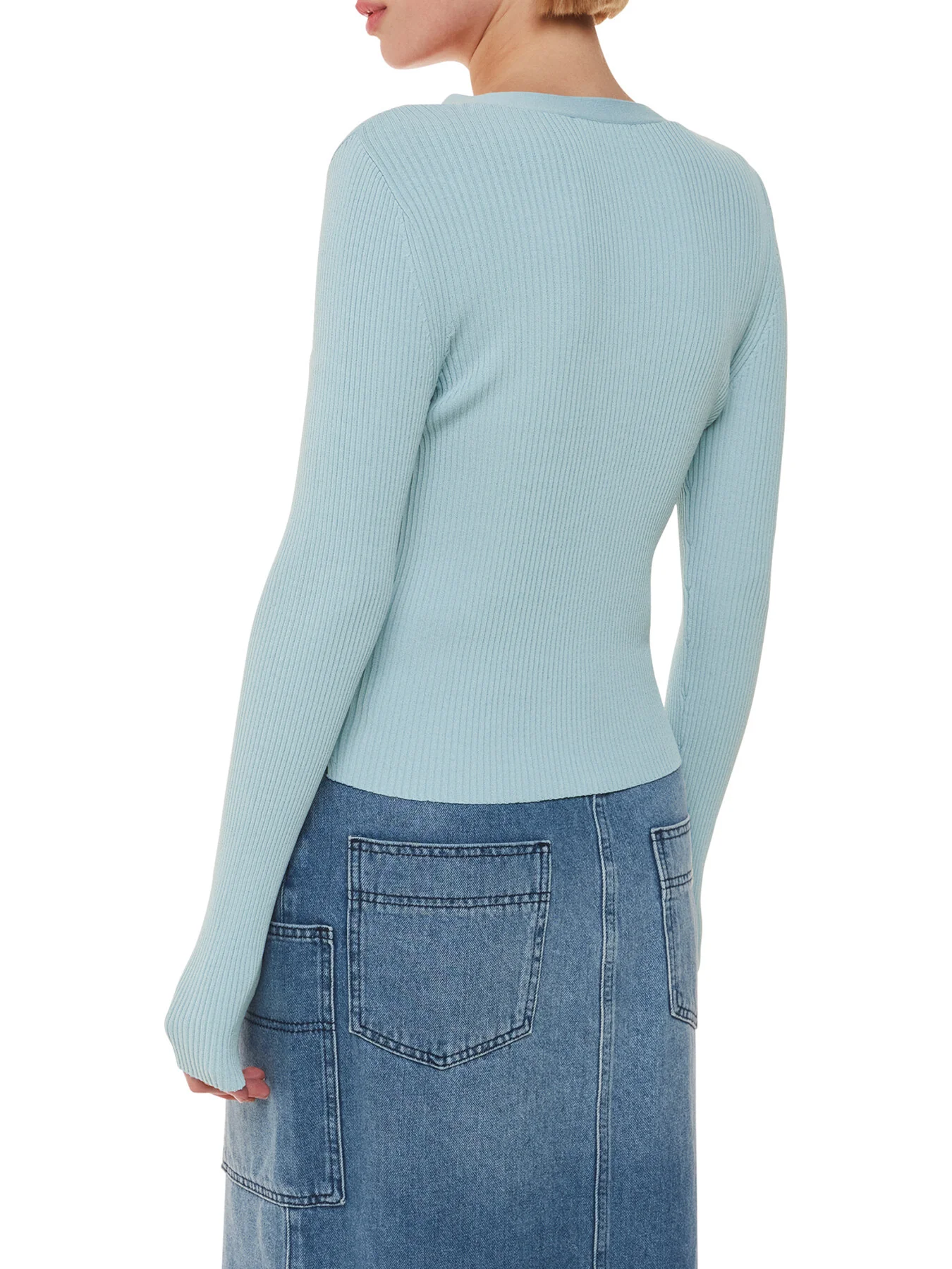 Ribbed V Neck Cardigan - Image 3
