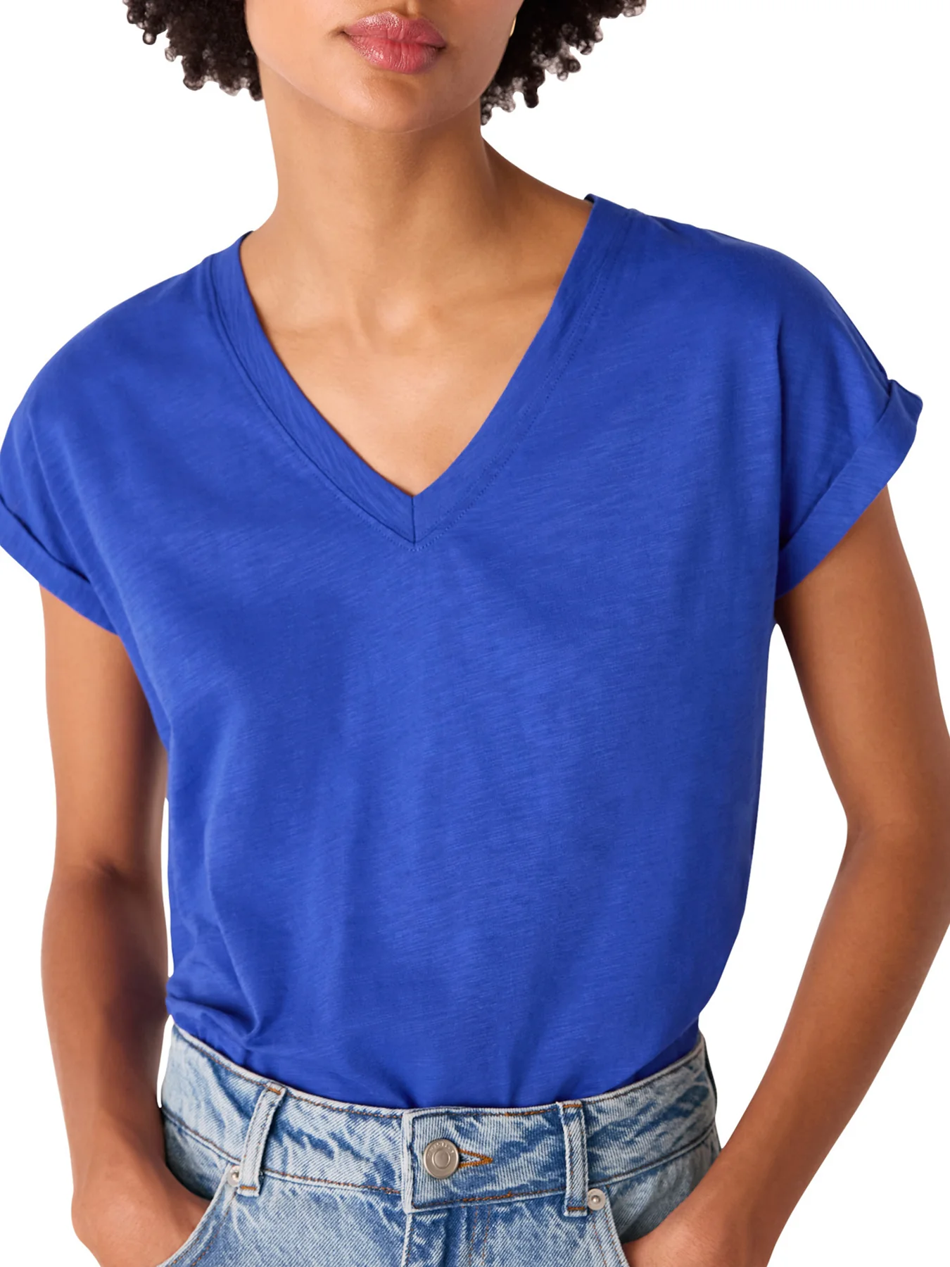 Willa V-Neck Cap Sleeve Tee - Image 2