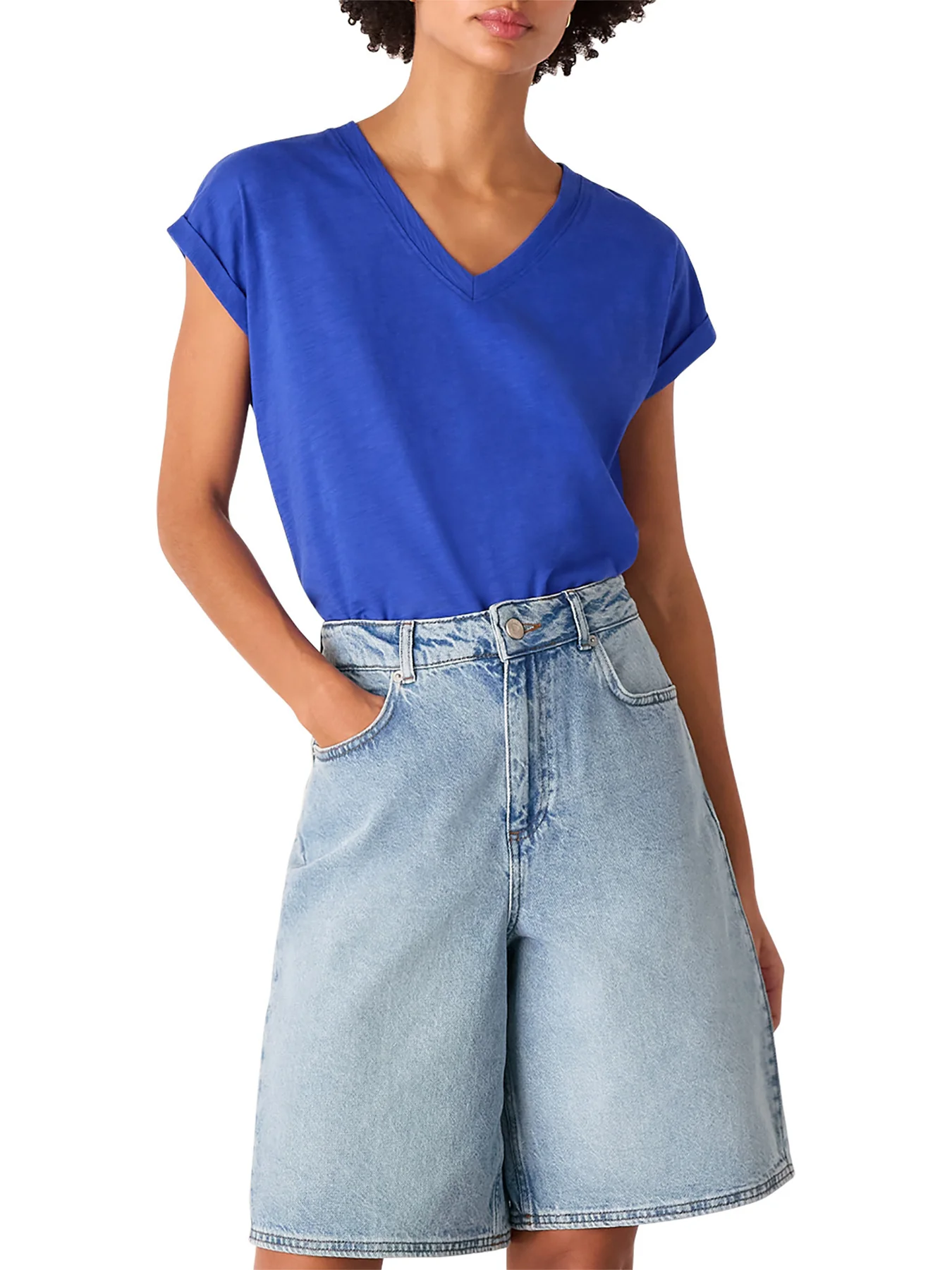 Willa V-Neck Cap Sleeve Tee - Image 4