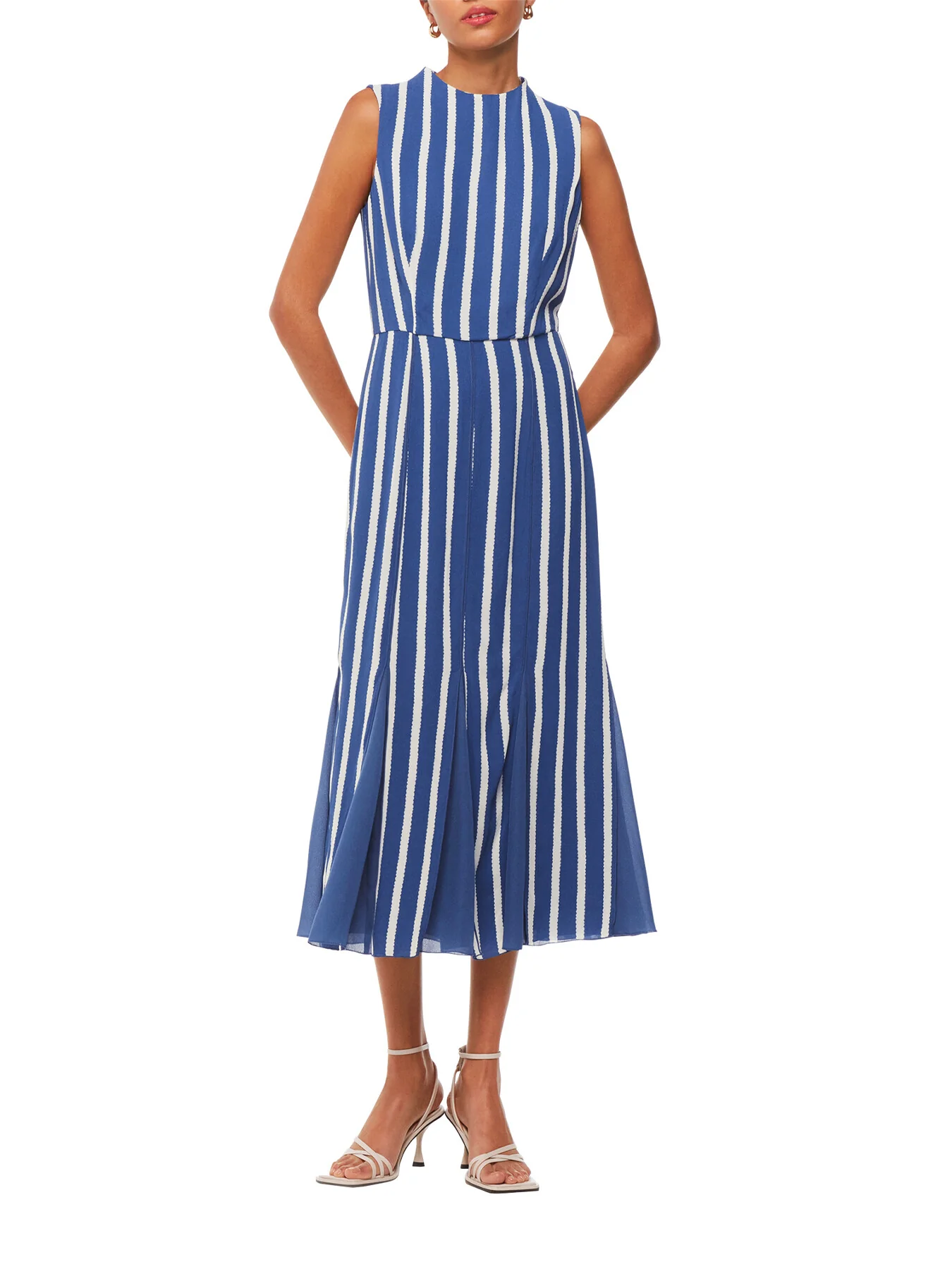 Crinkle Stripe Midi Dress - Image 2