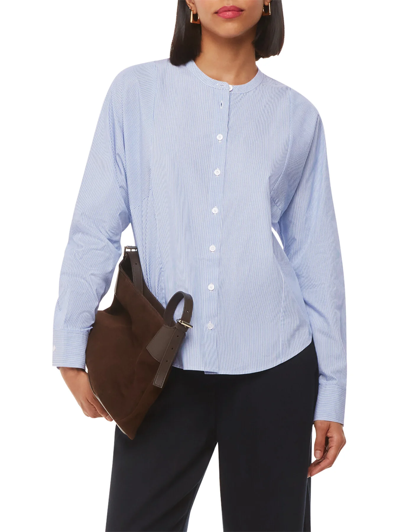 Stripe Grandad Collar Shirt - Image 2