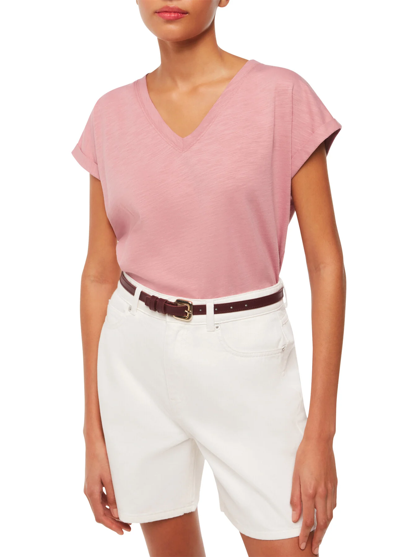 Willa V Neck Cap Sleeve Tee - Image 2