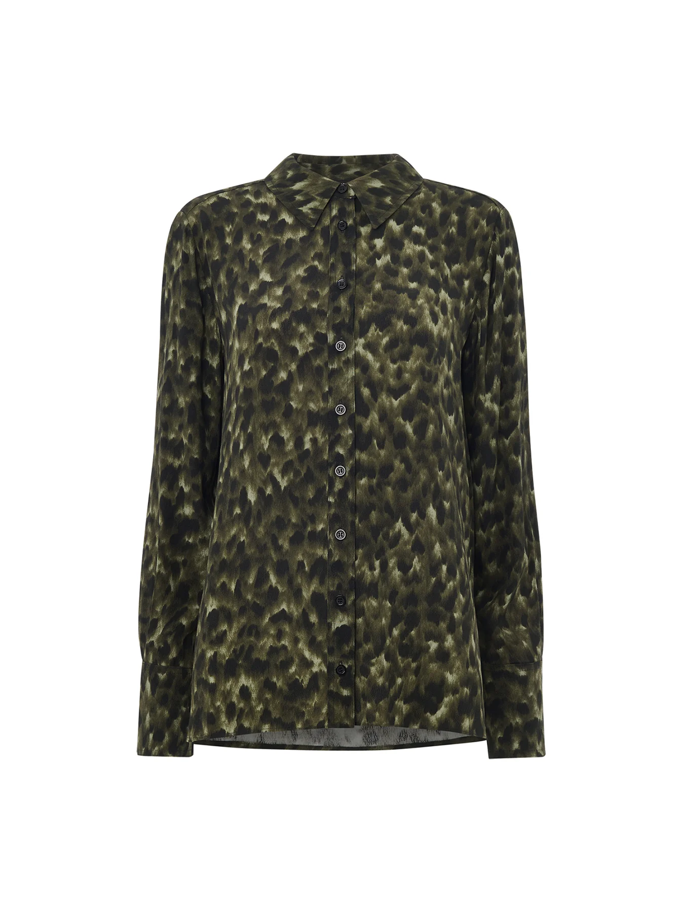 Animal Print Collared Shirt Green