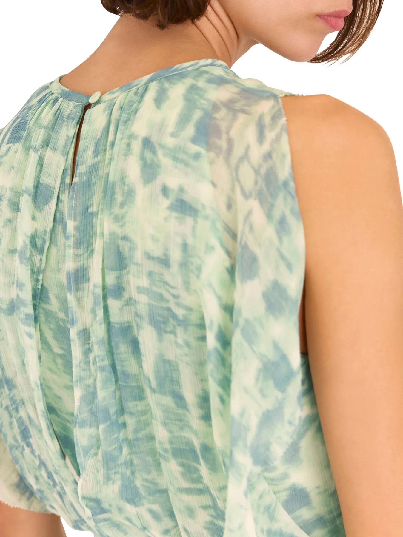 Green/Multi Dashed Brush Marks Midi Dress - Image 3
