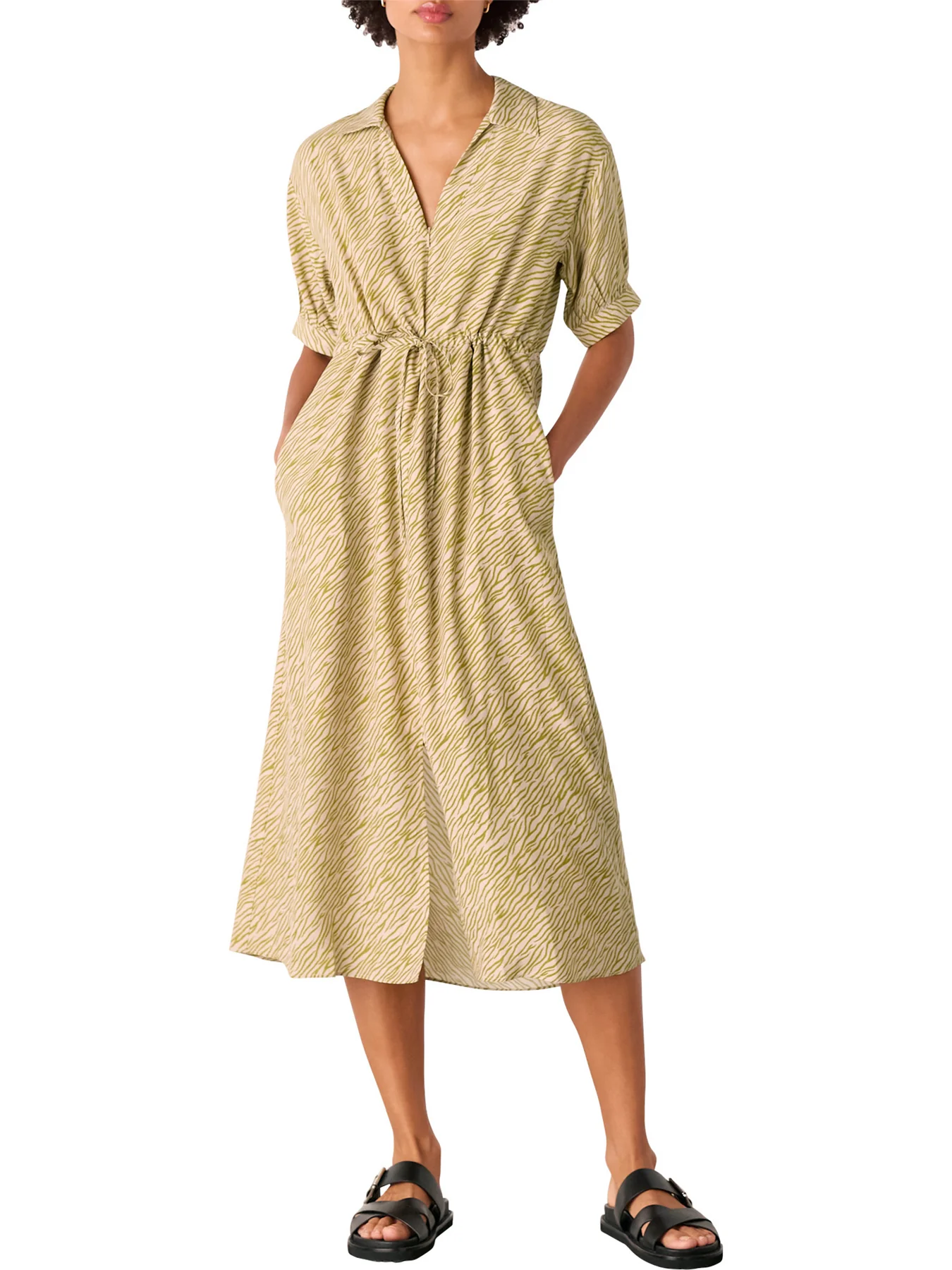 Green/Multi Tiger Flame Midi Dress - Image 2