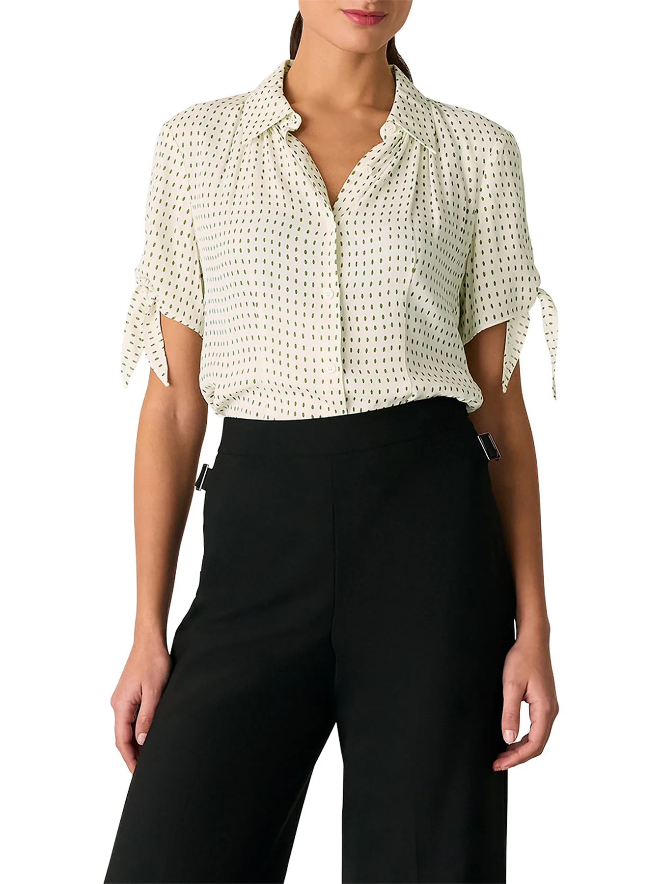 Khaki/Multi Oval Spot Tie Sleeve Shirt - Image 2