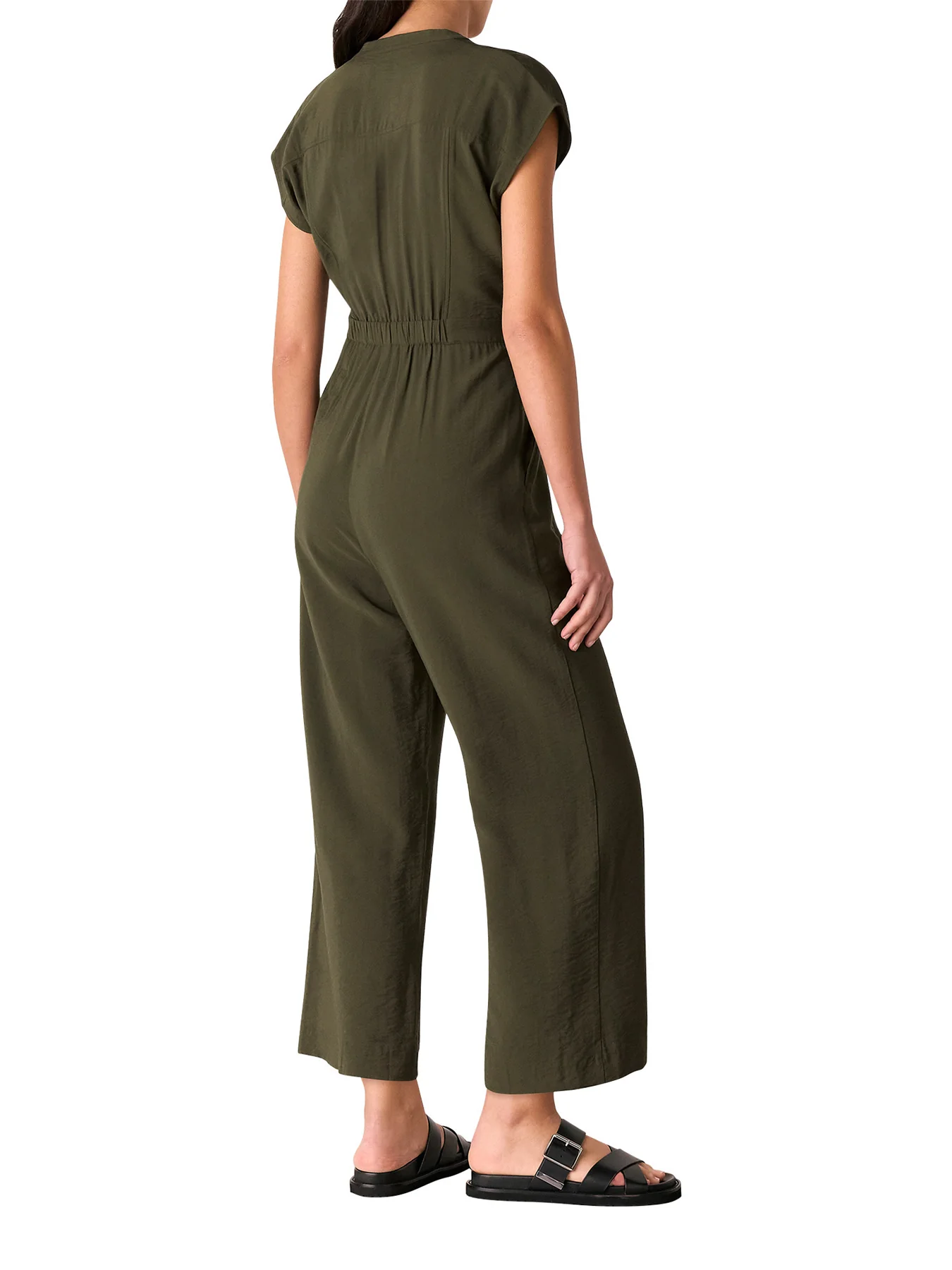 Khaki Sleeveless Drawstring Jumpsuit - Image 3