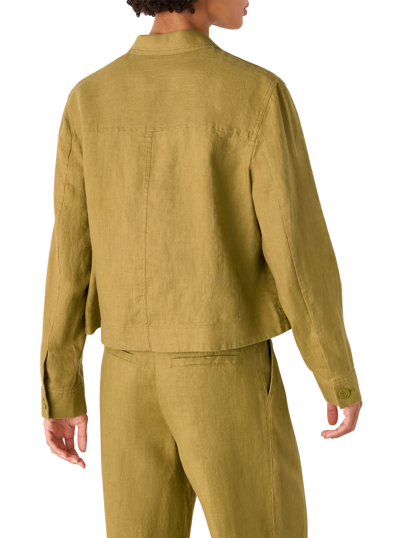 Olive Abby Linen Casual Jacket - Image 3