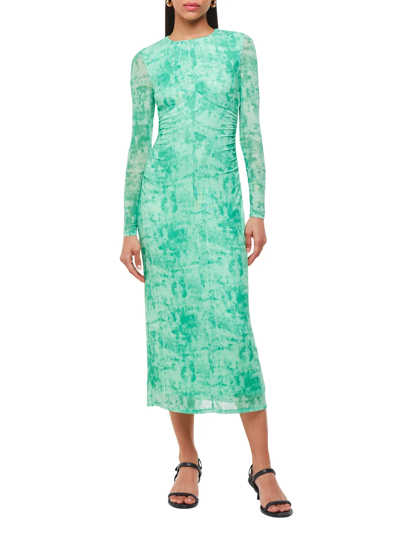 Brushwork Print Mesh Dress - Image 2