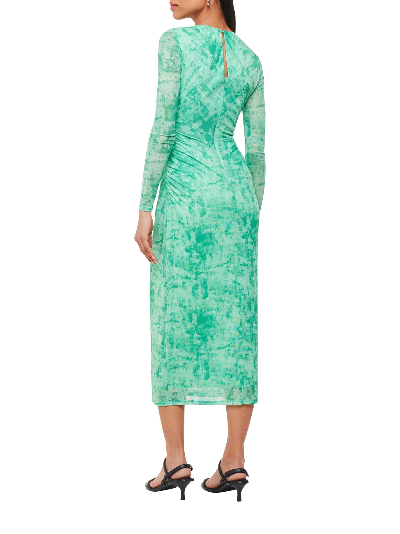 Brushwork Print Mesh Dress - Image 3