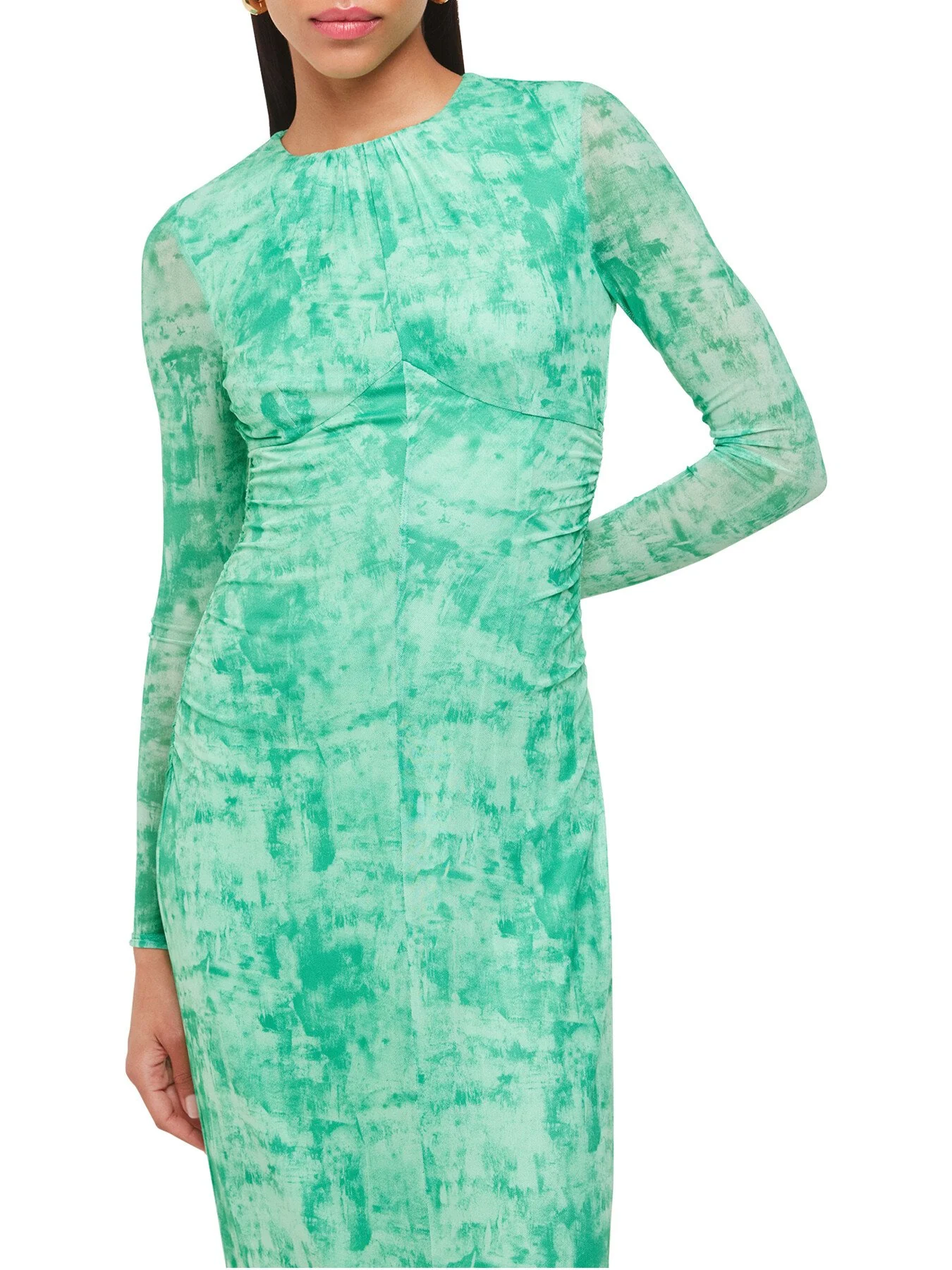 Brushwork Print Mesh Dress - Image 4