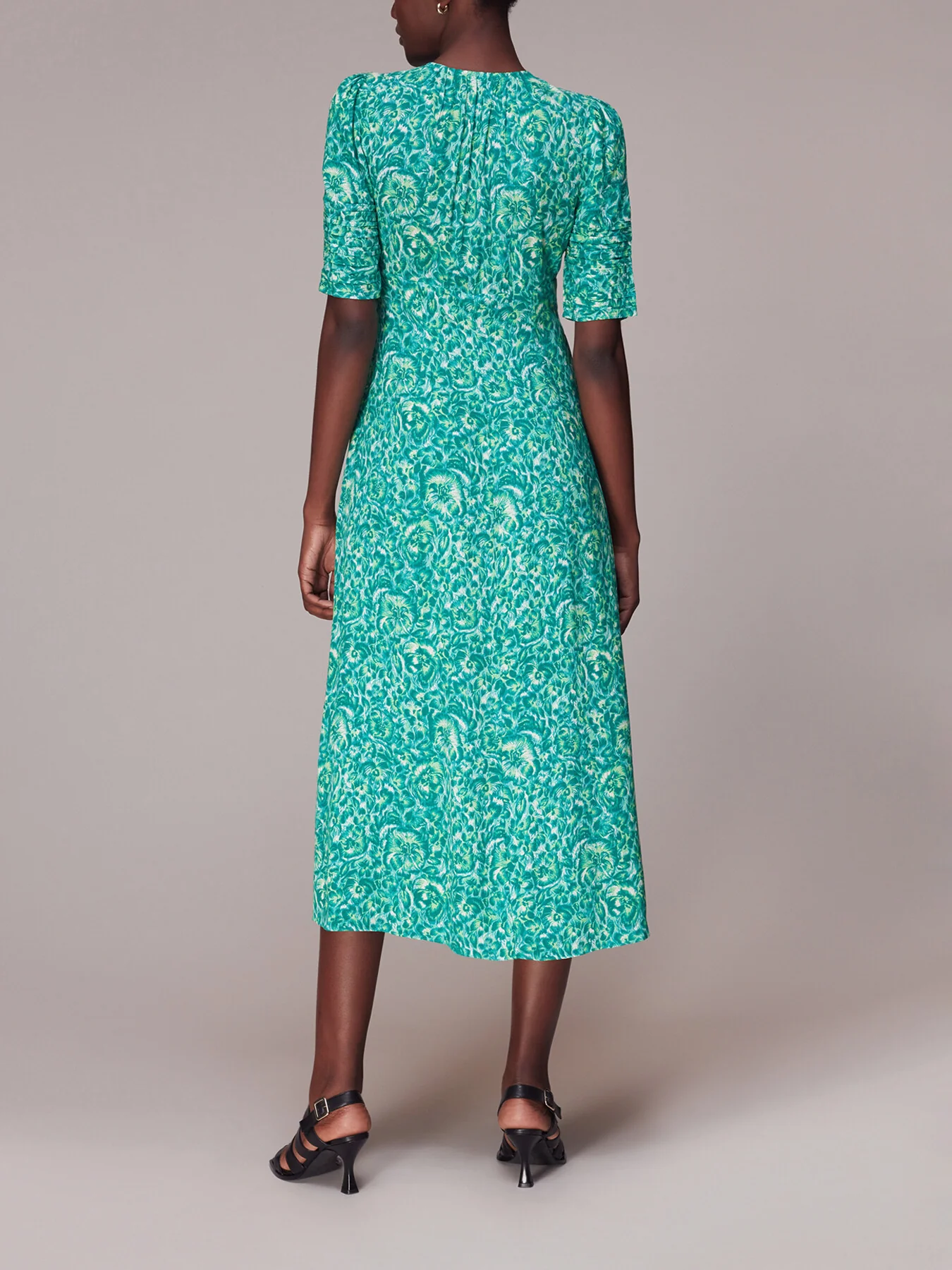 Clouded Floral Tie Midi Dress - Image 3