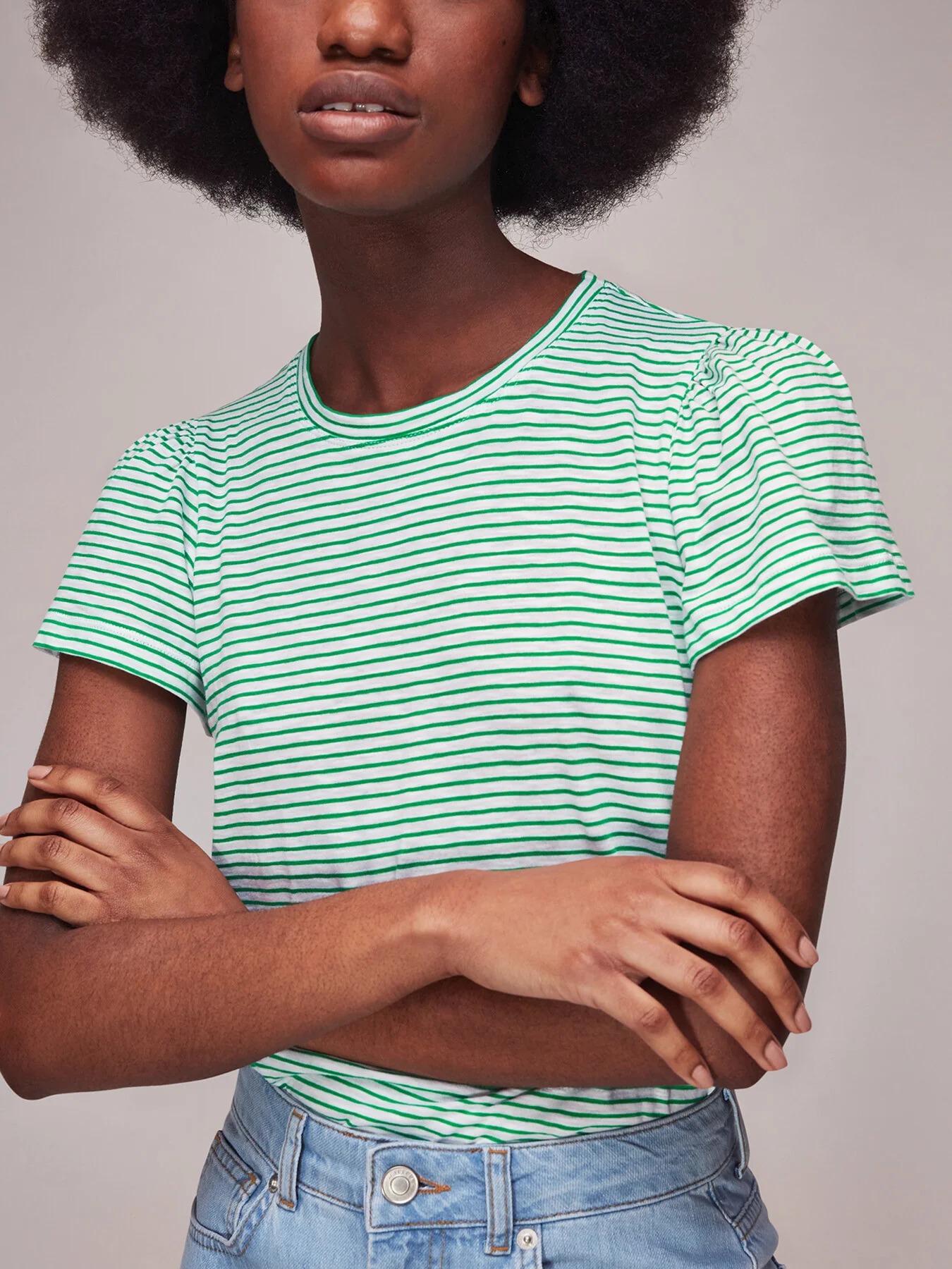 Cotton Frill Stripe T-Shirt - Image 2