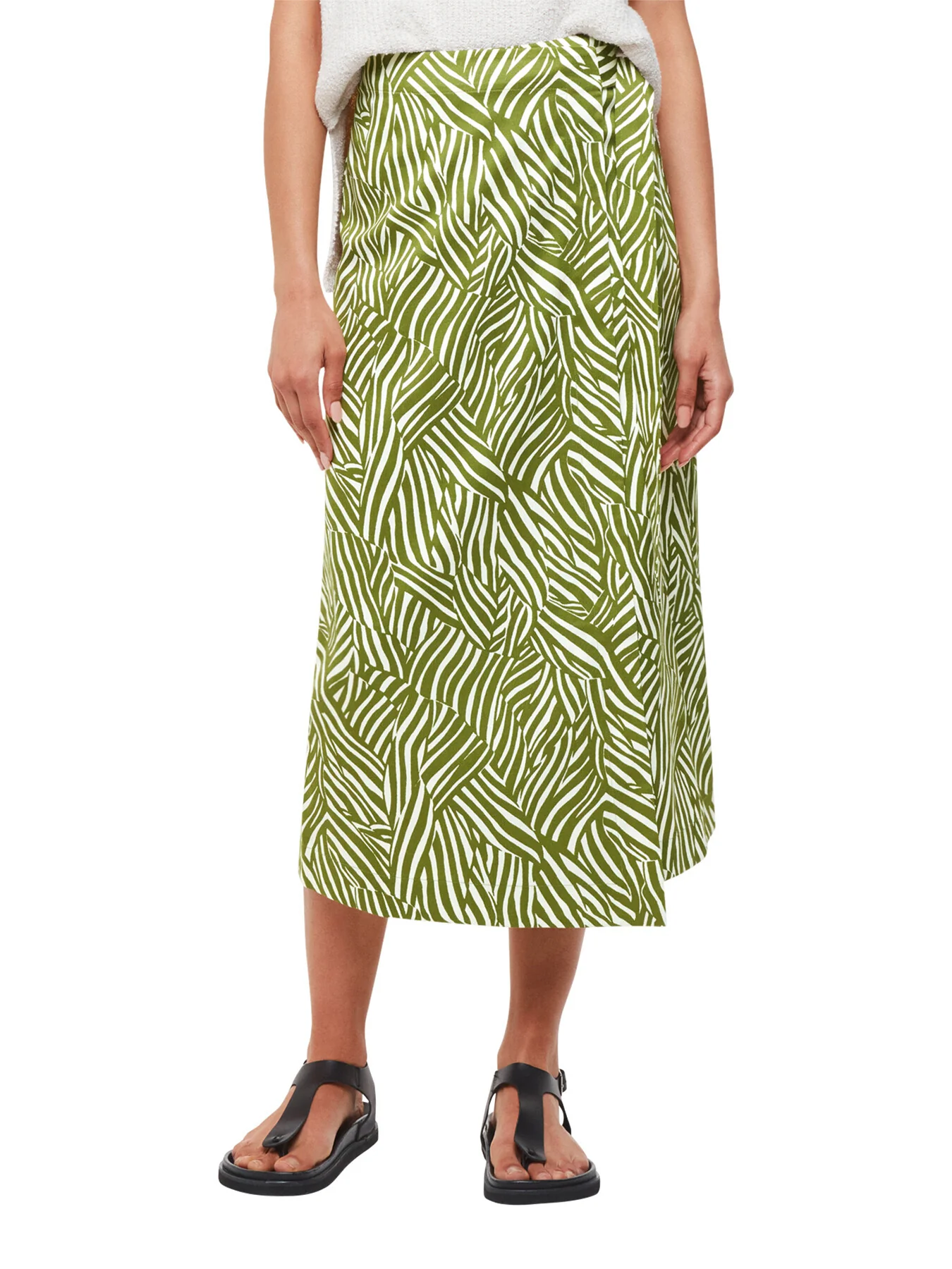 Linear Leaf Wrap Midi Skirt - Image 2