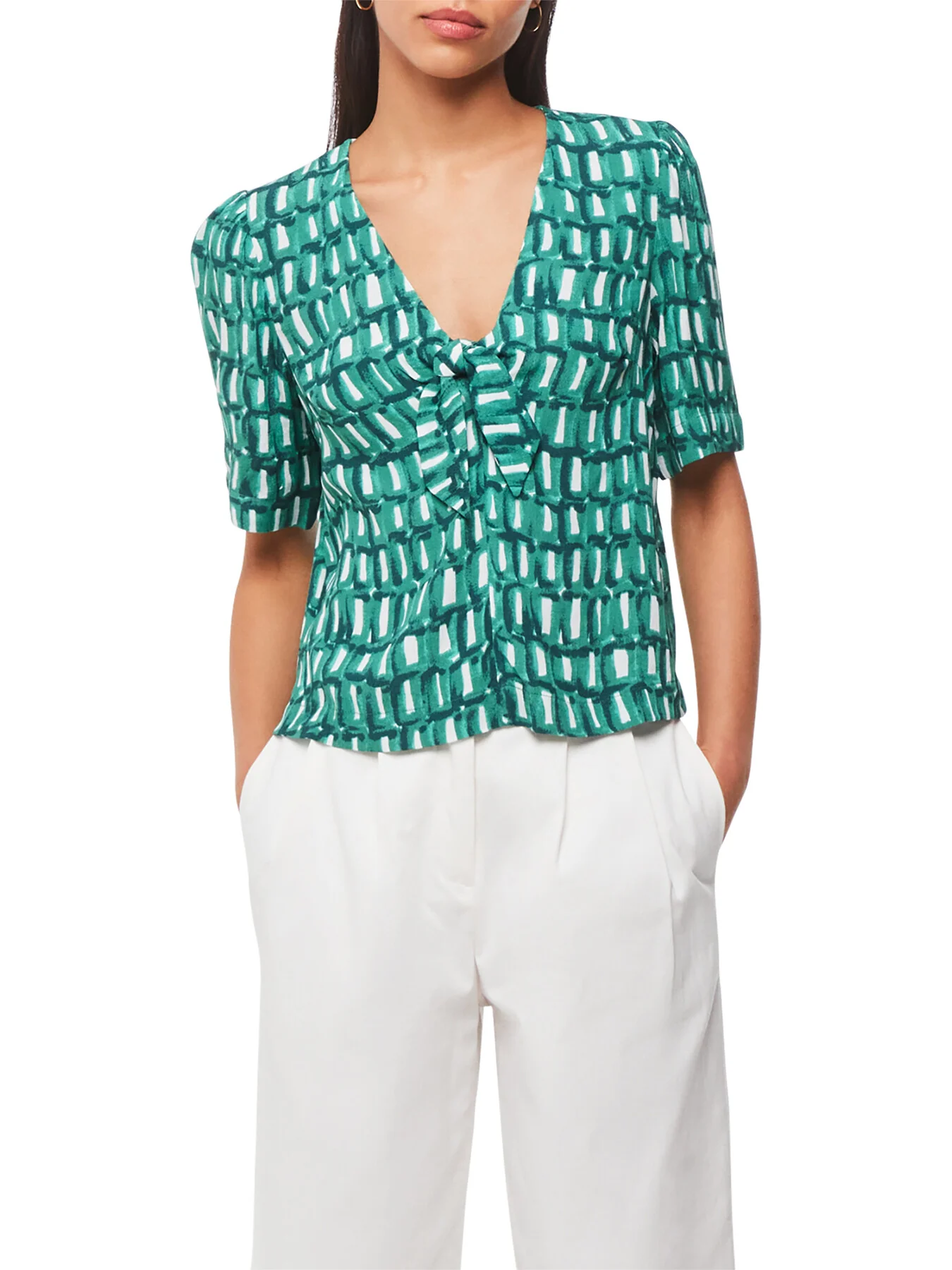 Linked Smudge Tie Front Top - Image 2