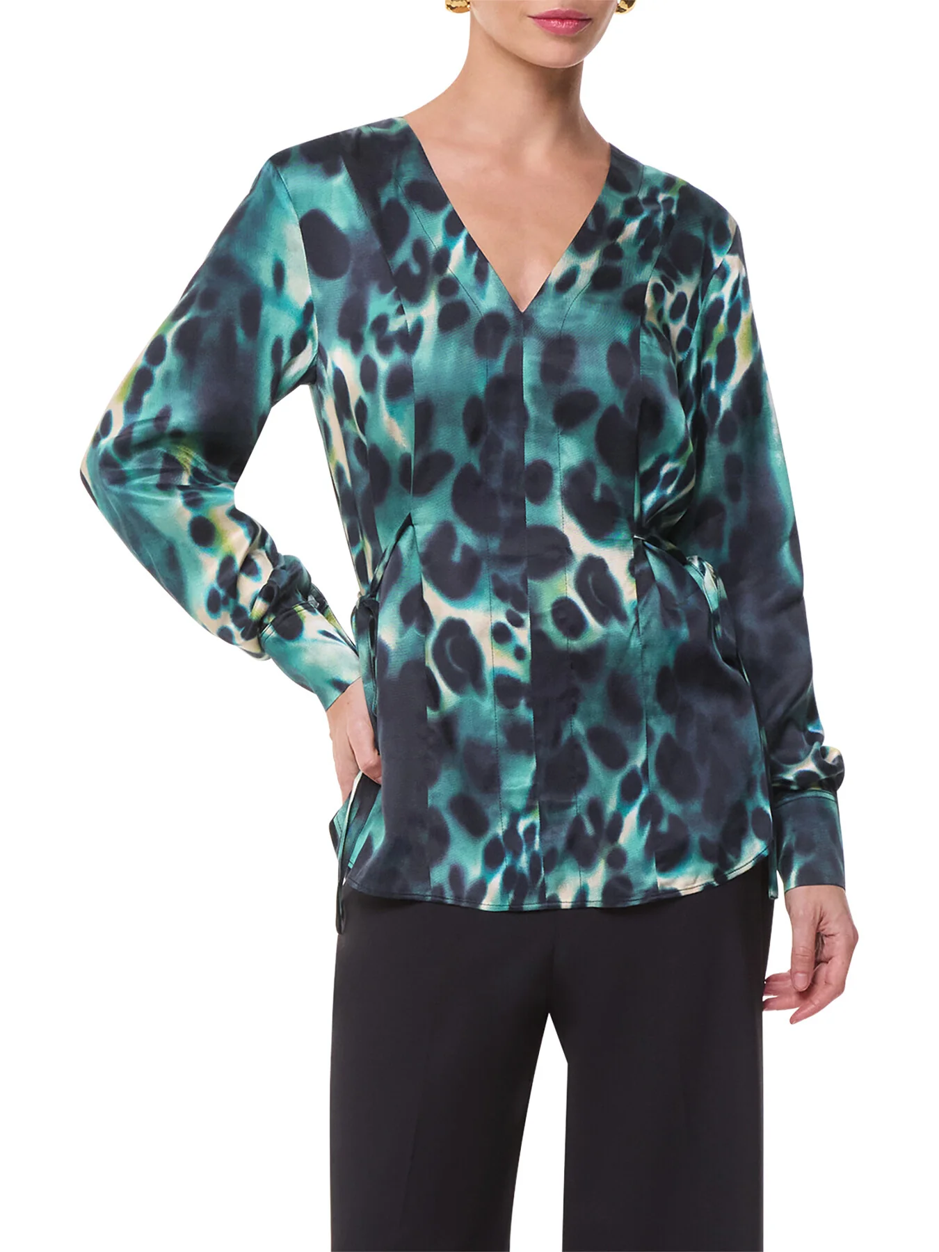 Misty Leopard V Neck Blouse - Image 2