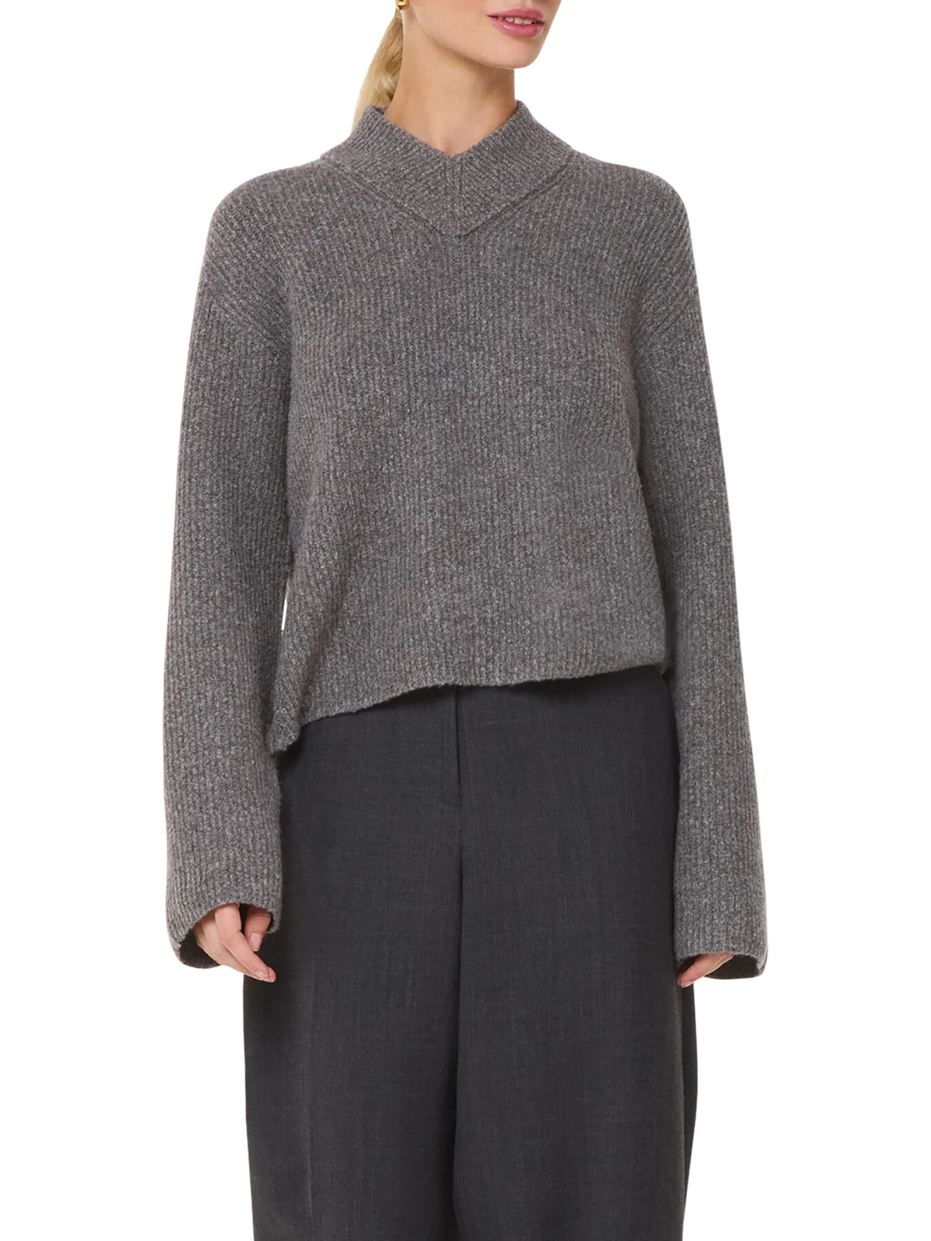 V Neck Wool Mix Knit - Image 2
