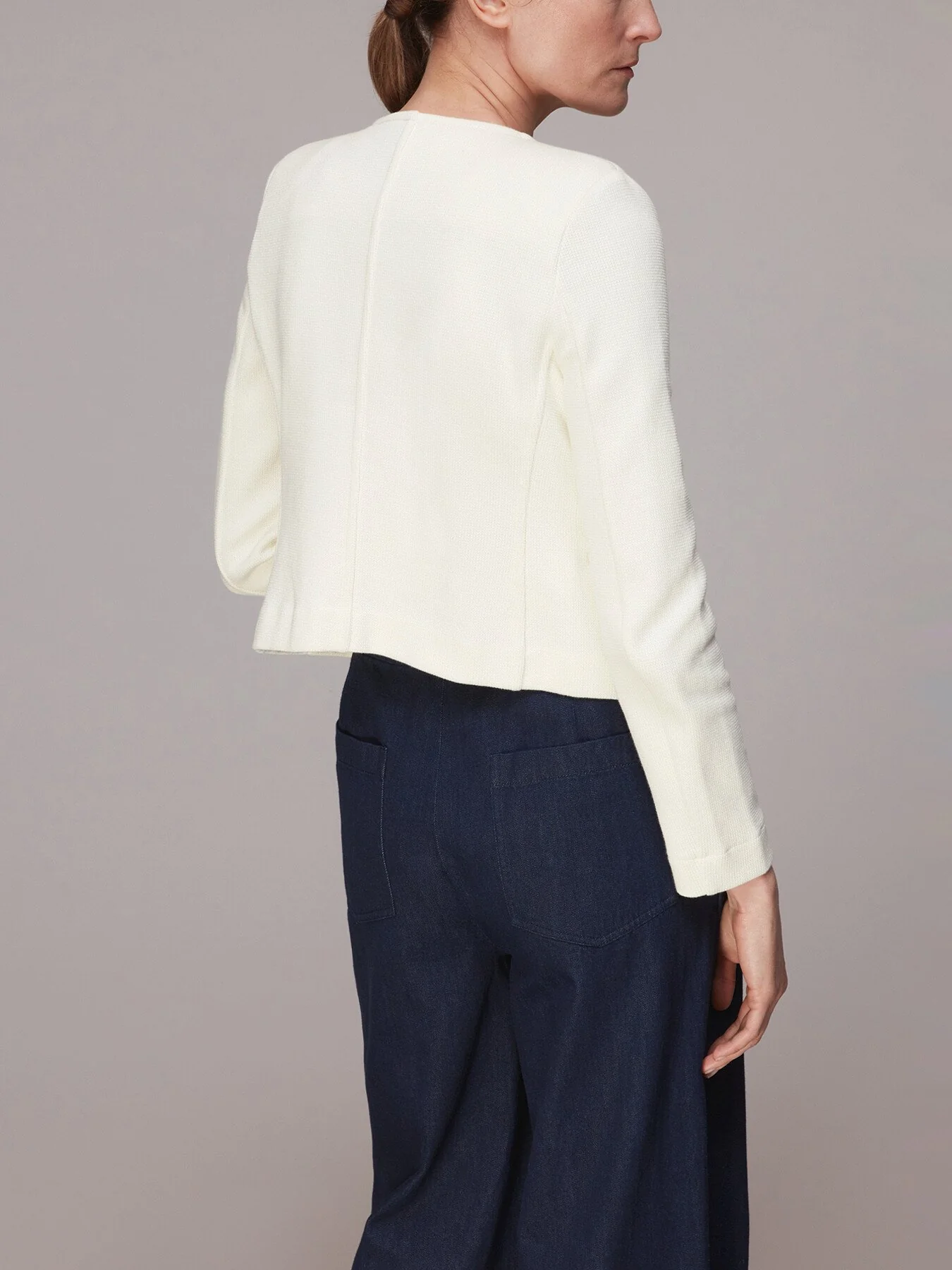 Collarless Jersey Jacket - Image 3