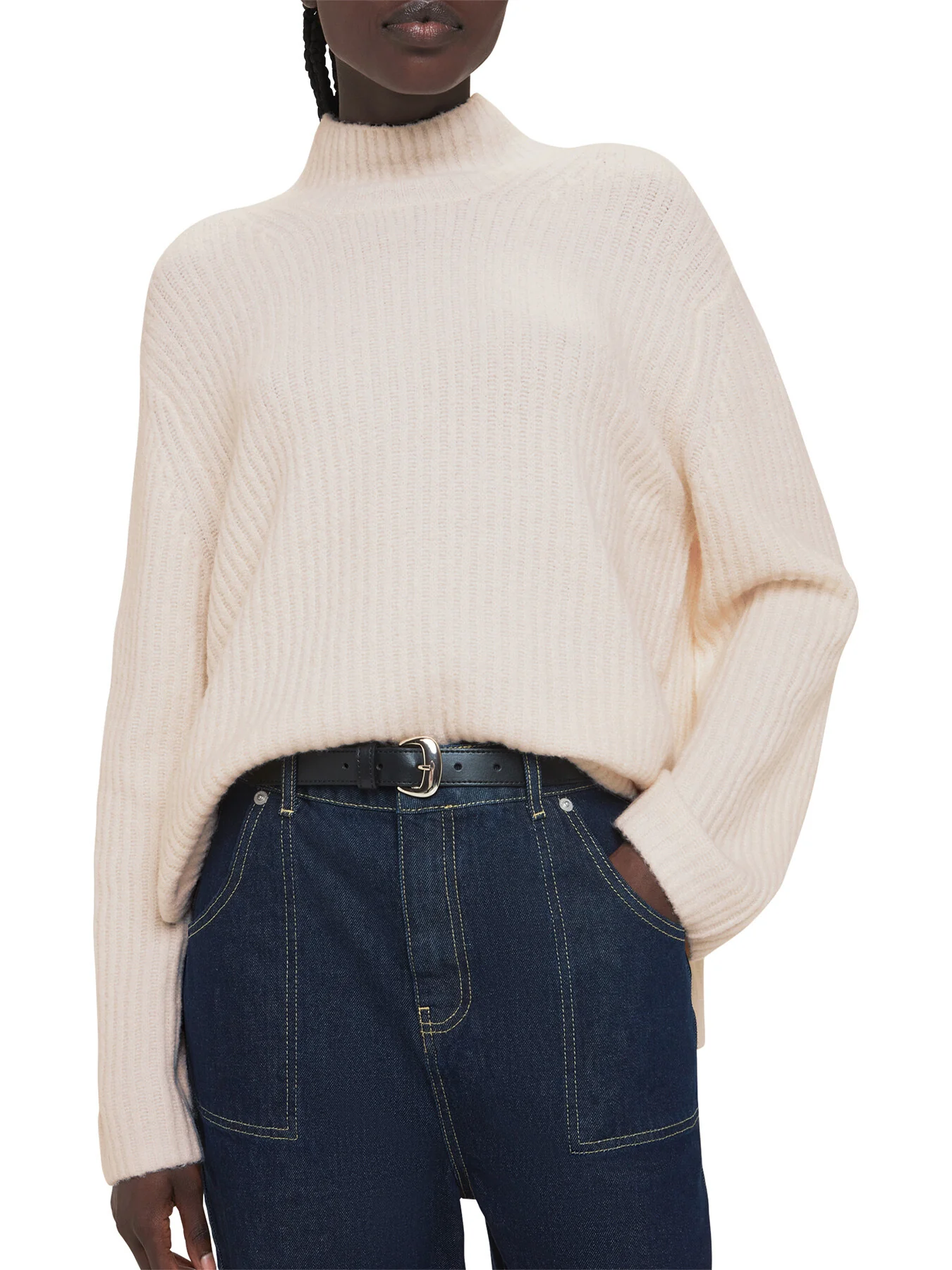 Wool Mix Rib Funnel Neck - Image 2