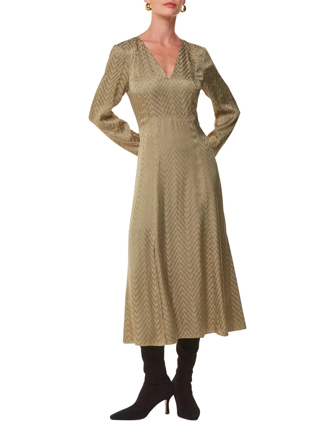 Jacquard Zig Zag Print Dress - Image 2