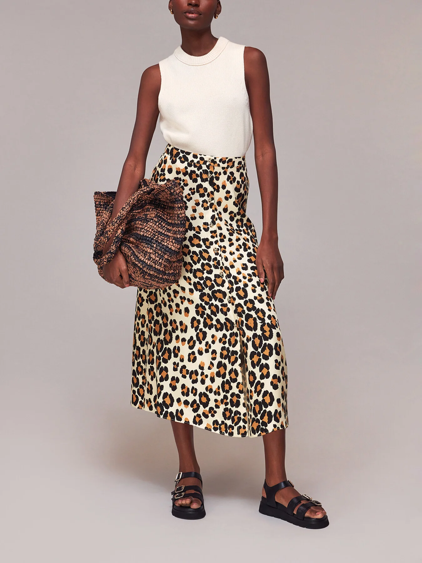 Painted Leopard Button Skirt - Image 2