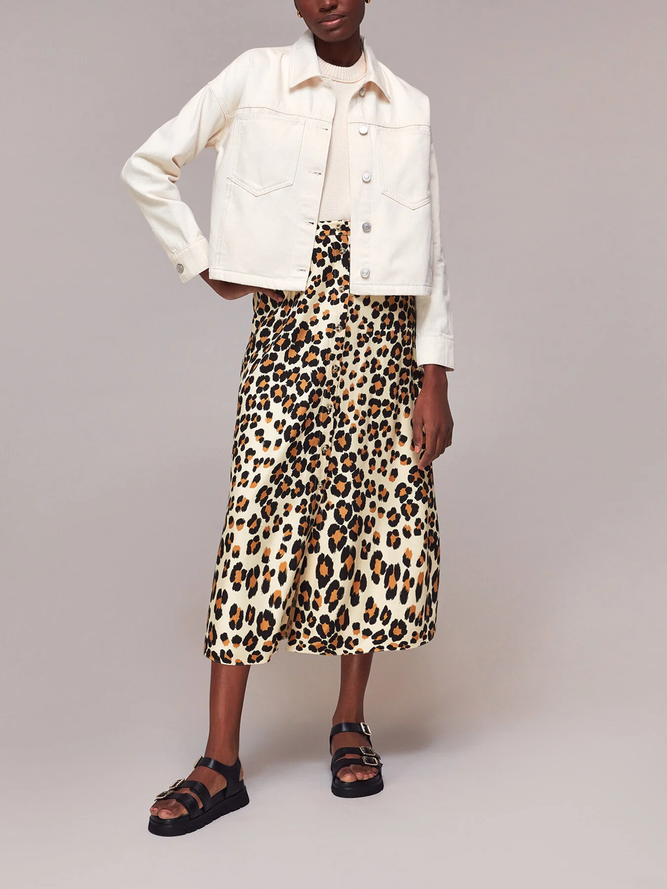 Painted Leopard Button Skirt - Image 4