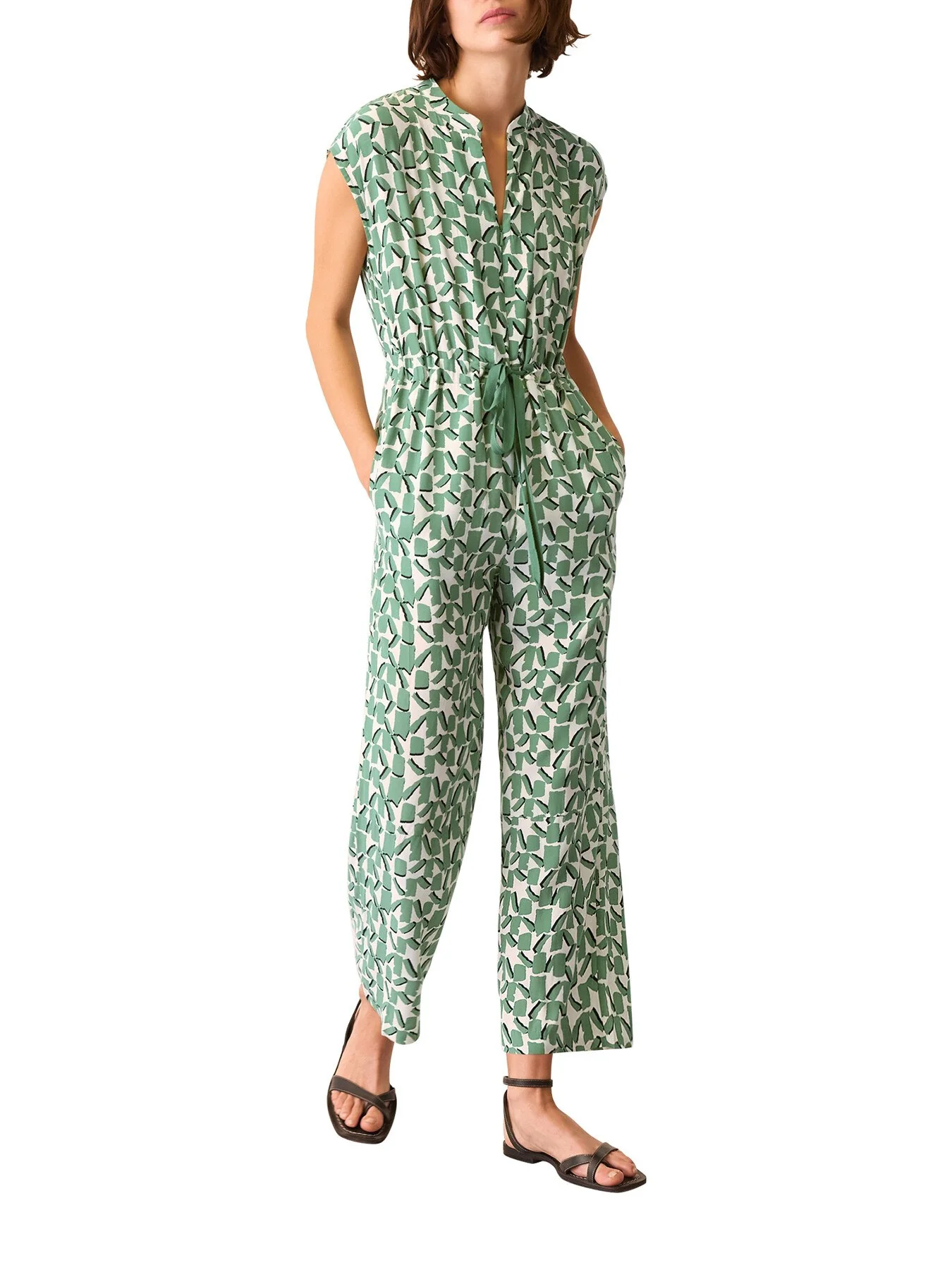 Ivory/Multi Abstract Squares Jumpsuit - Image 4