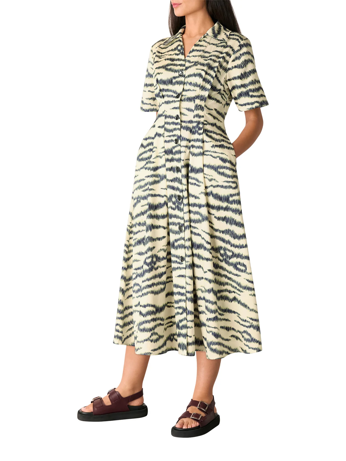 Ivory/Multi Feathered Tiger Midi Dress - Image 2