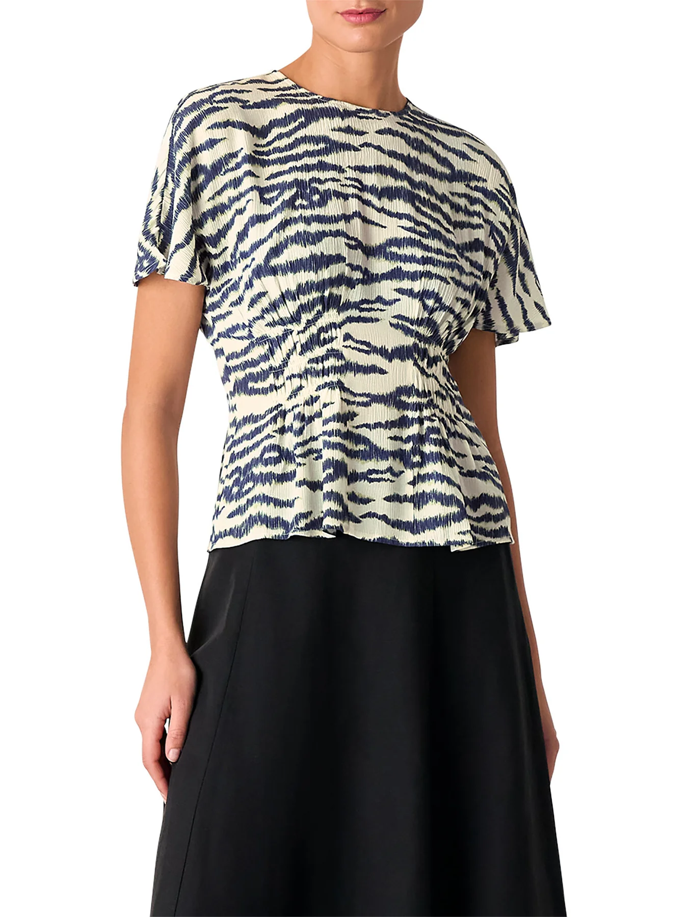Ivory/Multi Feathered Tiger Shirred Blouse - Image 2