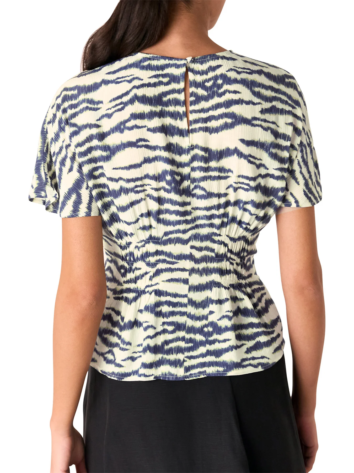 Ivory/Multi Feathered Tiger Shirred Blouse - Image 3