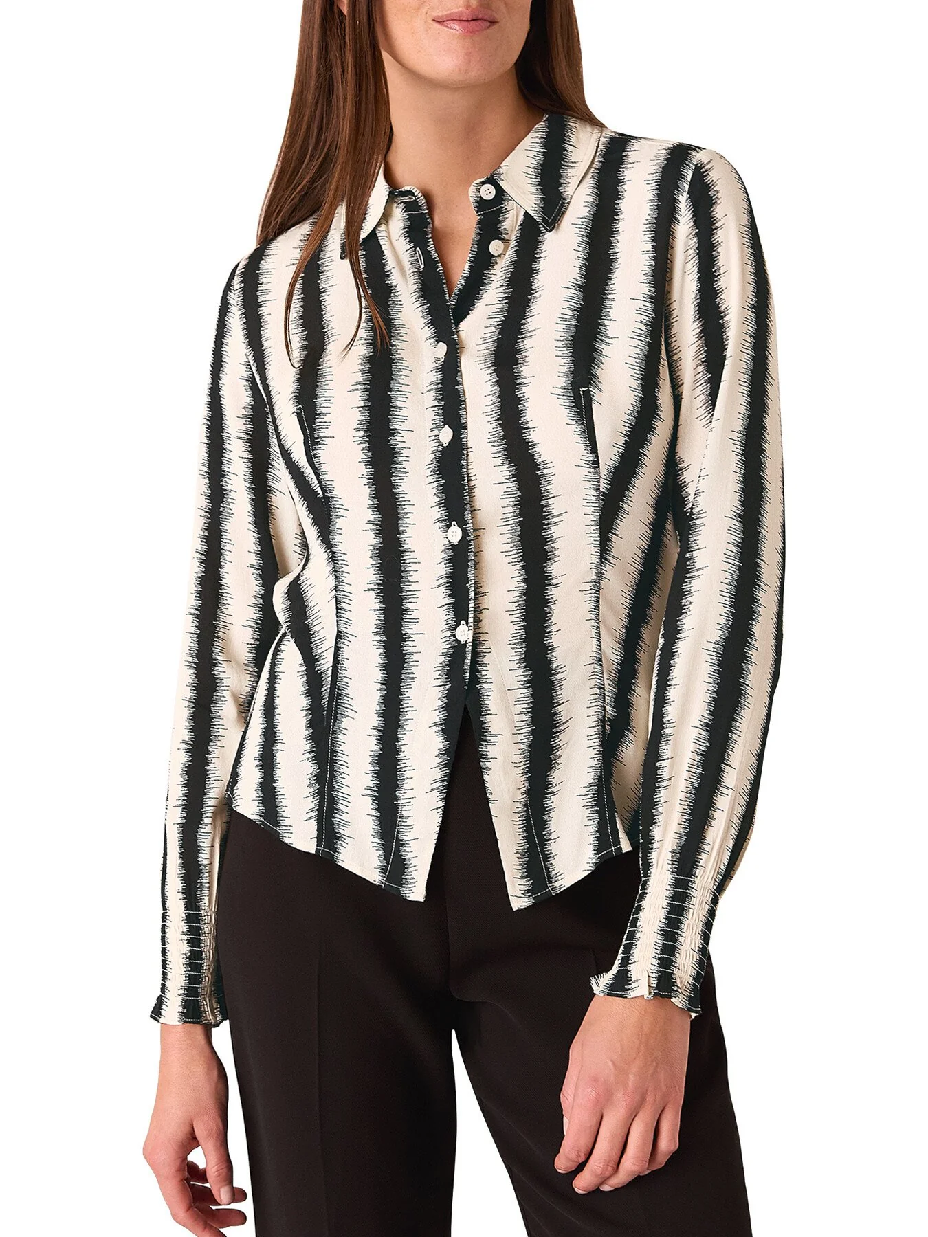 Ivory/Multi Hazy Stripe Fitted Shirt - Image 2