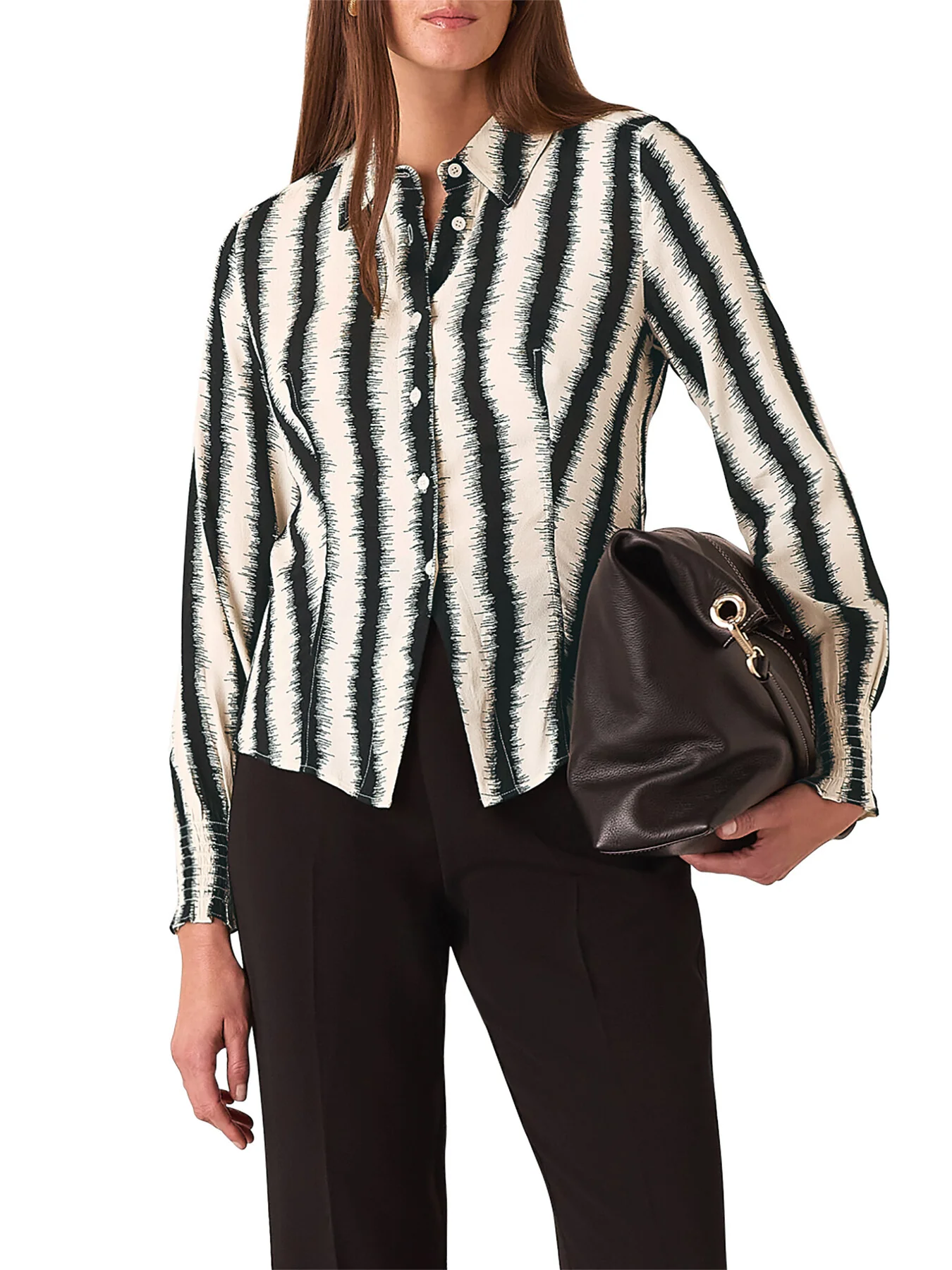 Ivory/Multi Hazy Stripe Fitted Shirt - Image 4