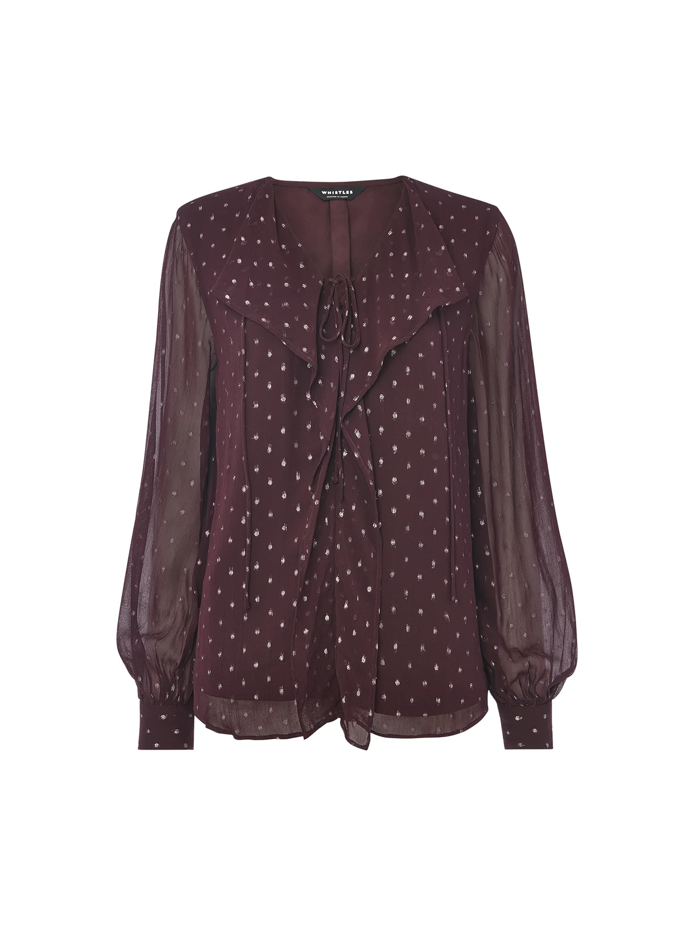 Metallic Dobby Frill Blouse Silver