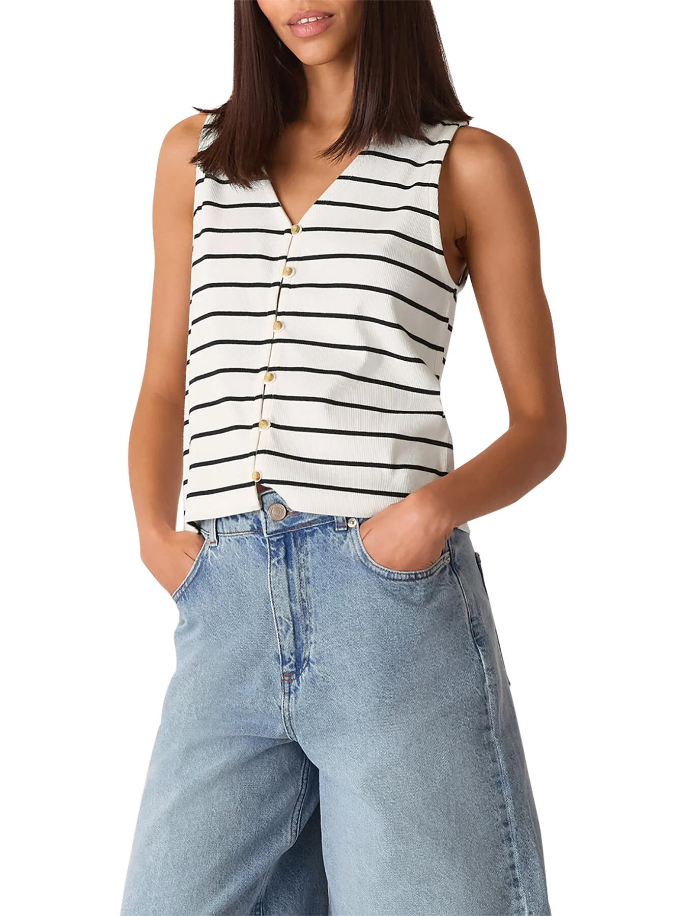 Stripe Button Front Tank - Image 2
